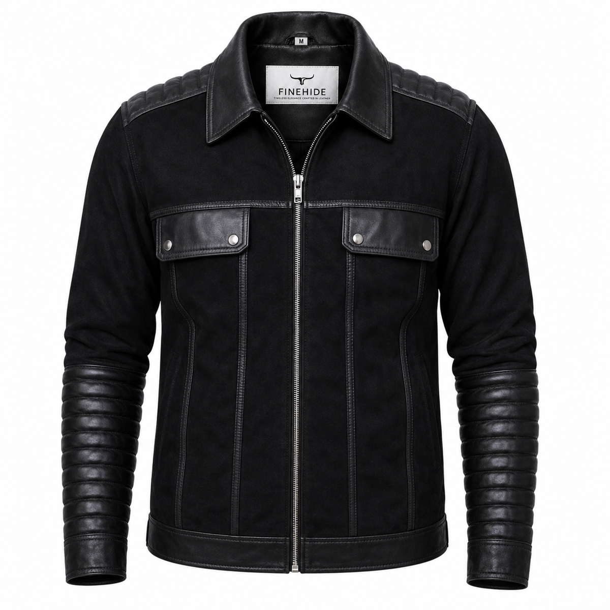 FINEHIDE MEN'S BLACK  GENUINE LEATHER JACKET FOR MEN