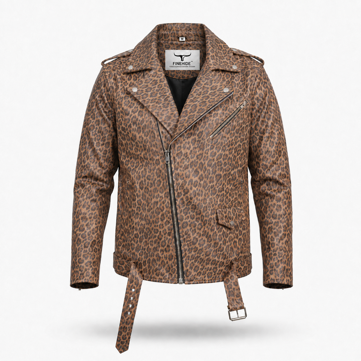 FINEHIDE  LEOPARD  BIKER GENUINE LEATHER JACKET FOR MEN