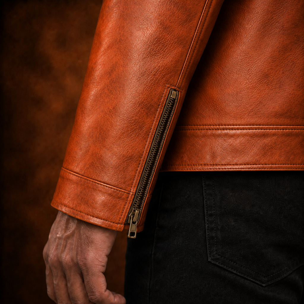 Men's Genuine Leather Jacket – Classic Collared Style
