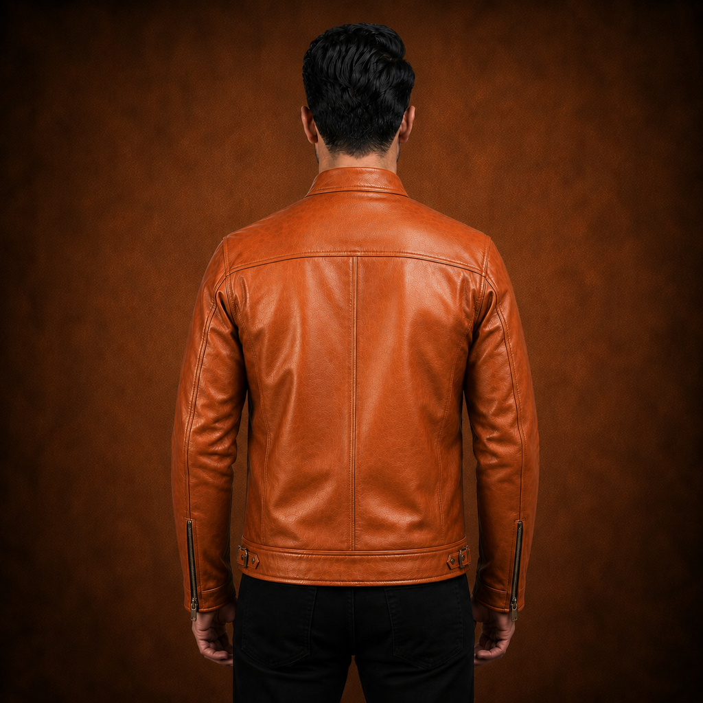 Men's Genuine Leather Jacket – Classic Collared Style