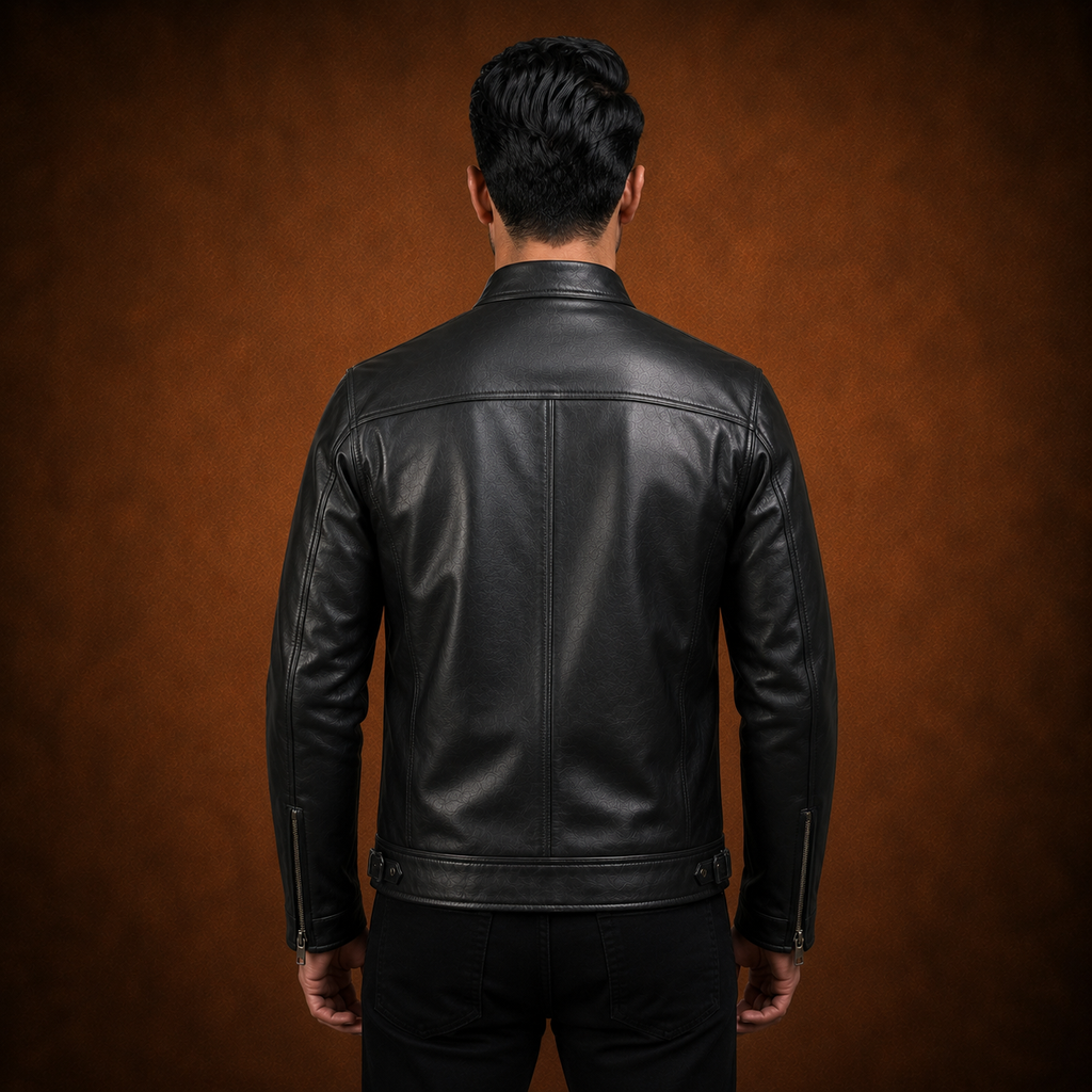 Men's Genuine Leather Jacket – Classic Collared Style