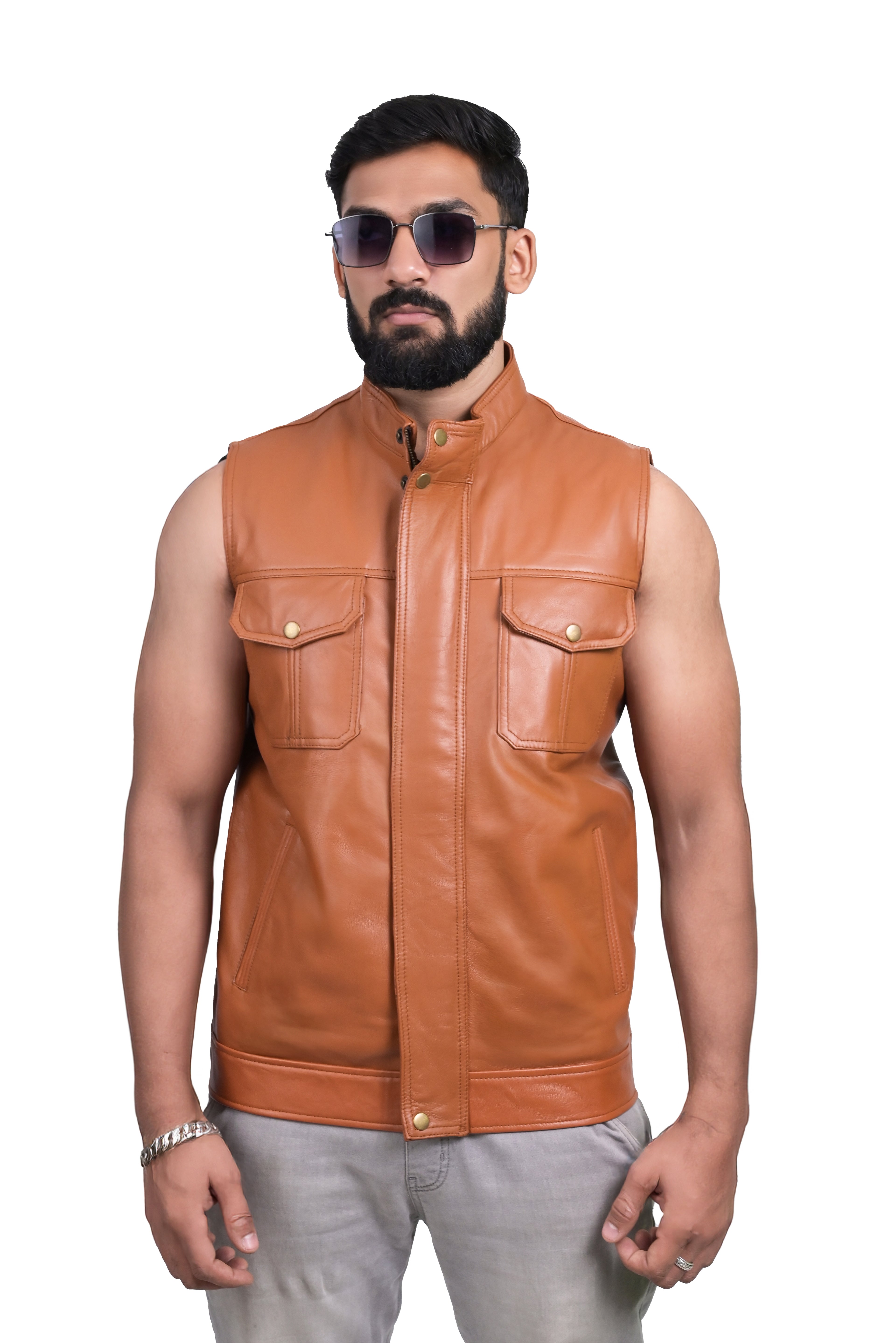FINEHIDE MAVRICK VEST SLEEVLESS GENUINE LEATHER JACKETS FOR MENS