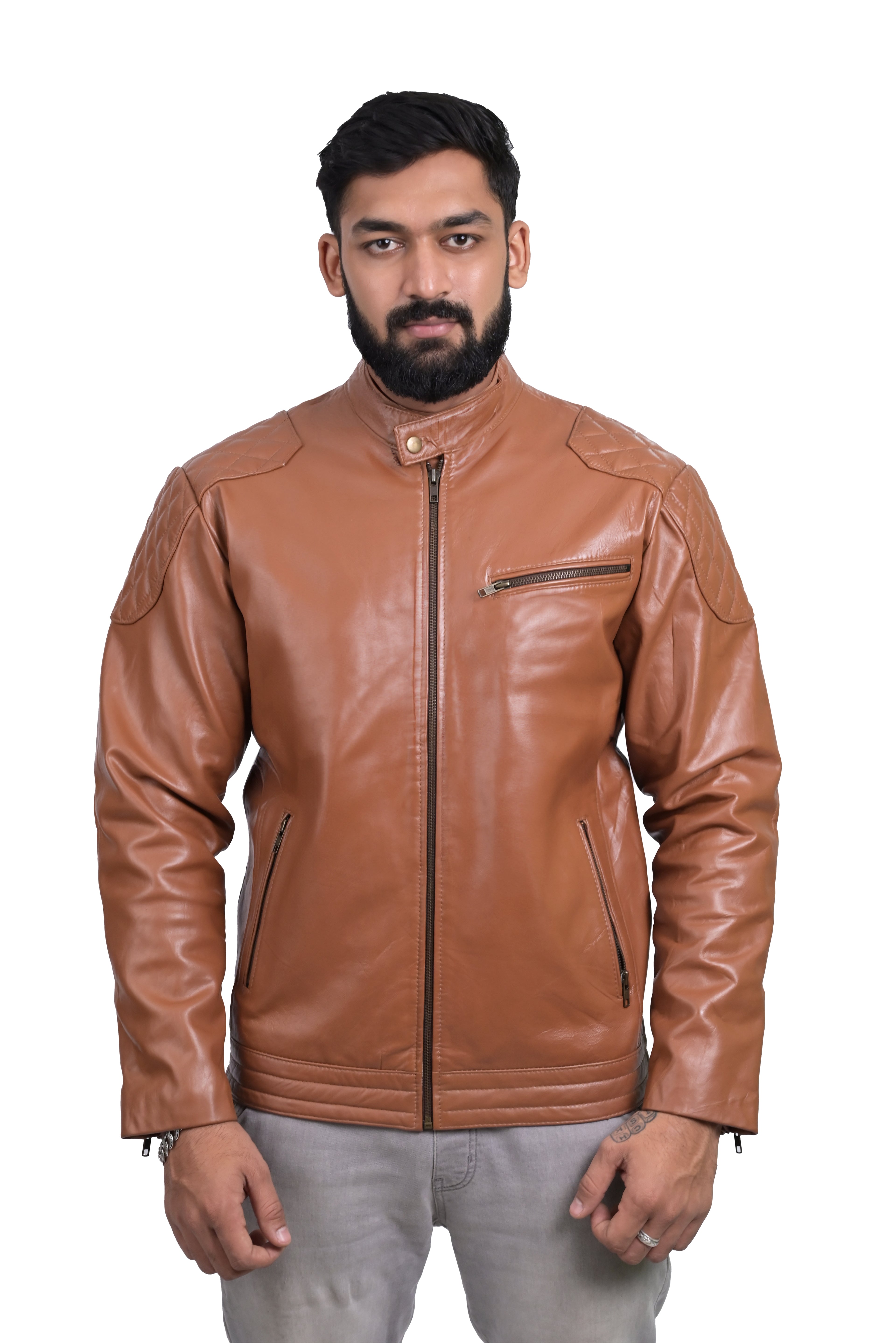 FINEHIDE CAREMAL MOTOAGE GENUINE LEATHER JACKETS FOR MENS