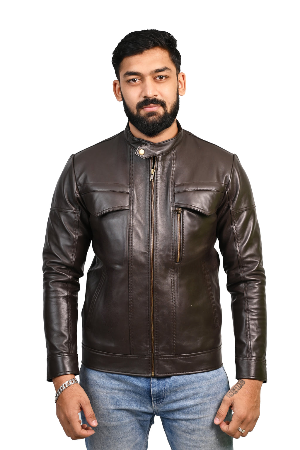 FINEHIDE DARKKNIGHT CHOCLATE BROWN GENUINE LEATHER JACKETS FOR MENS
