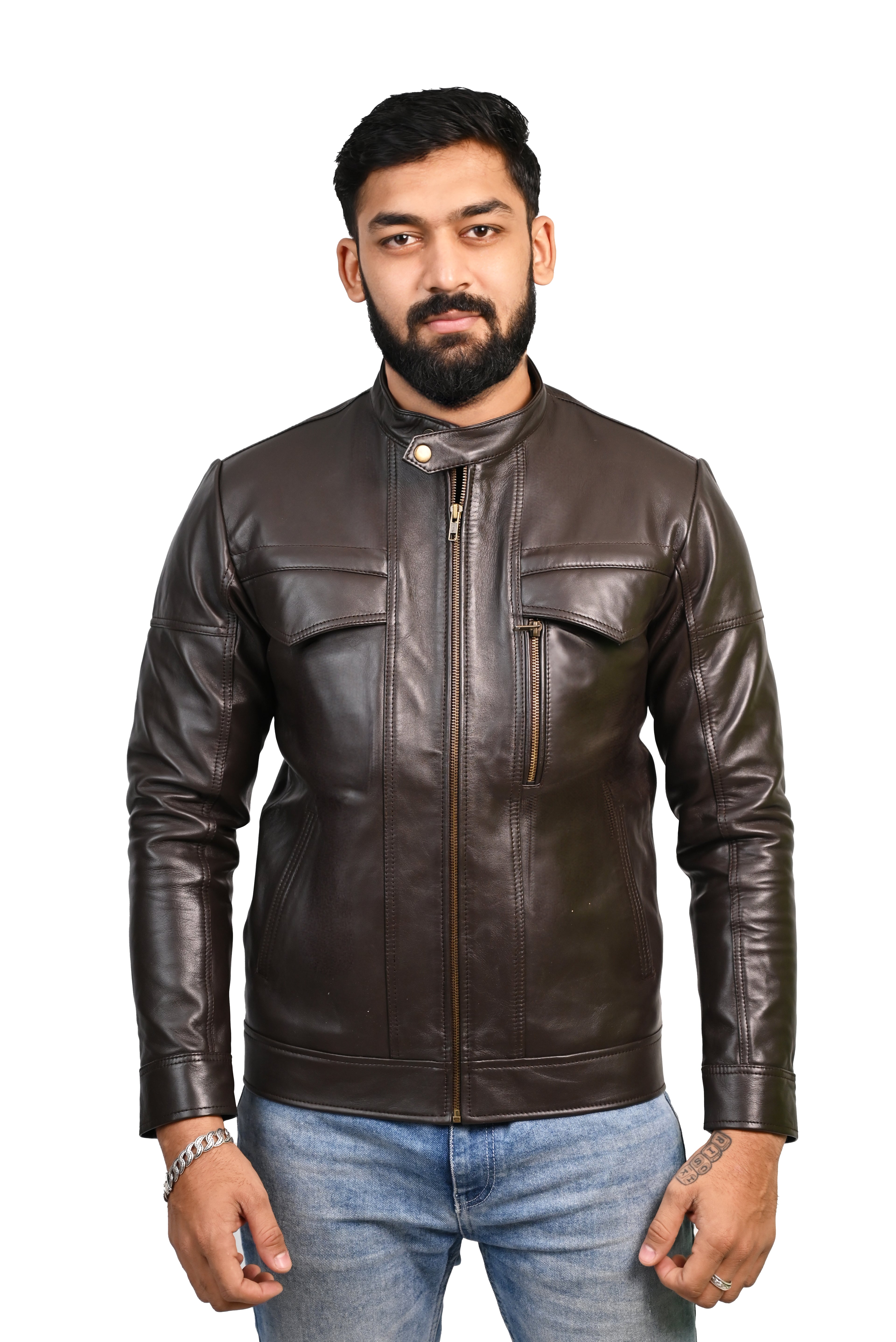 FINEHIDE DARKKNIGHT CHOCLATE BROWN GENUINE LEATHER JACKETS FOR MENS