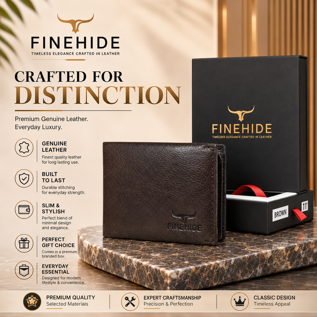 Finehide Premium Leather  Wallet for Men's Dark Brown Antique Leather,  Luxury Gift Box
