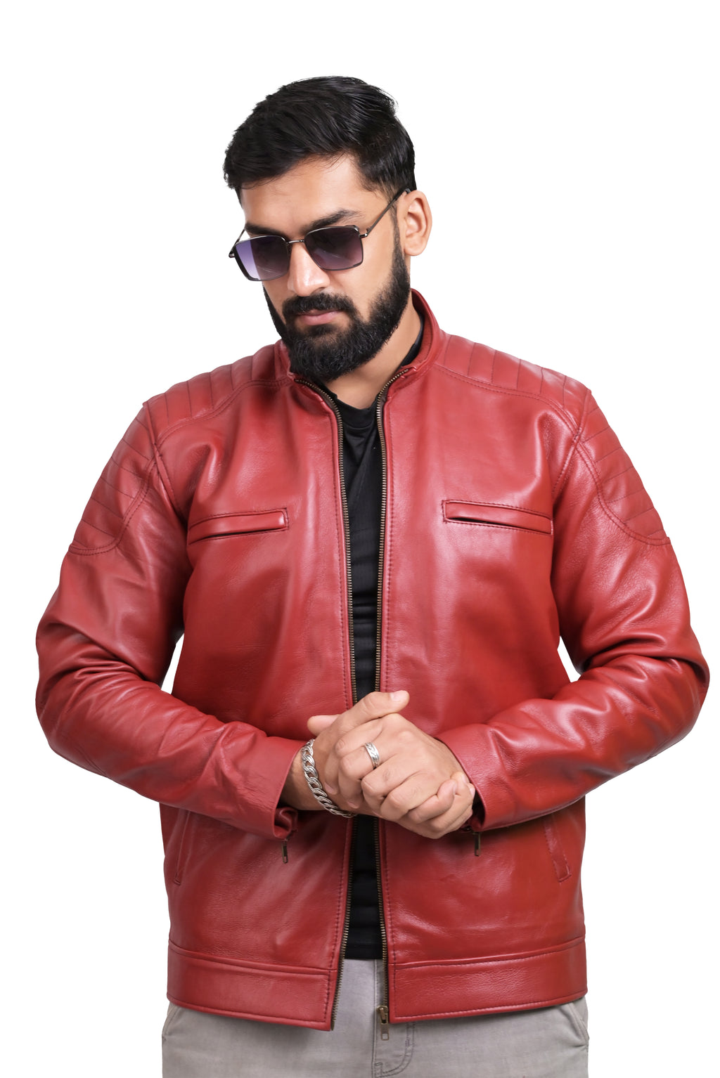 FINEHIDE BOLD RED GENUINE  LEATHER JACKETS FOR MENS