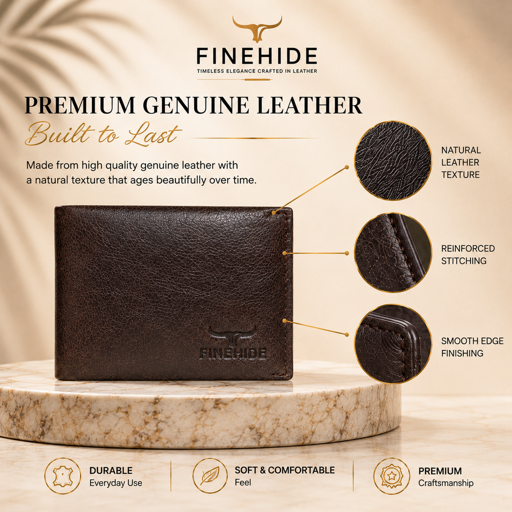 Finehide Premium Leather  Wallet for Men's Dark Brown Antique Leather,  Luxury Gift Box