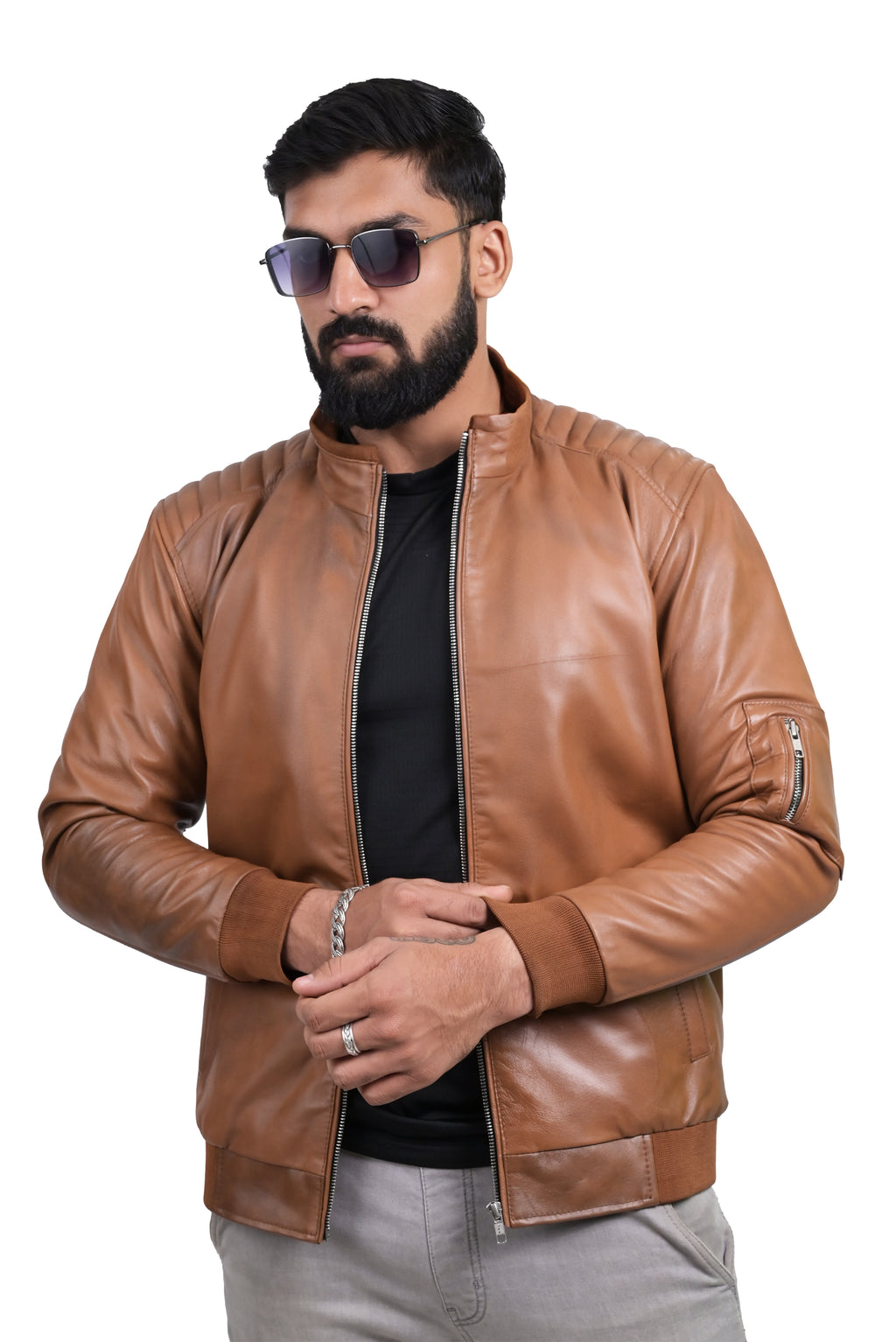 FINEHIDE TANAVIATOR BOMBER STYLE GENUINE LEATHER JACKETS FOR MENS
