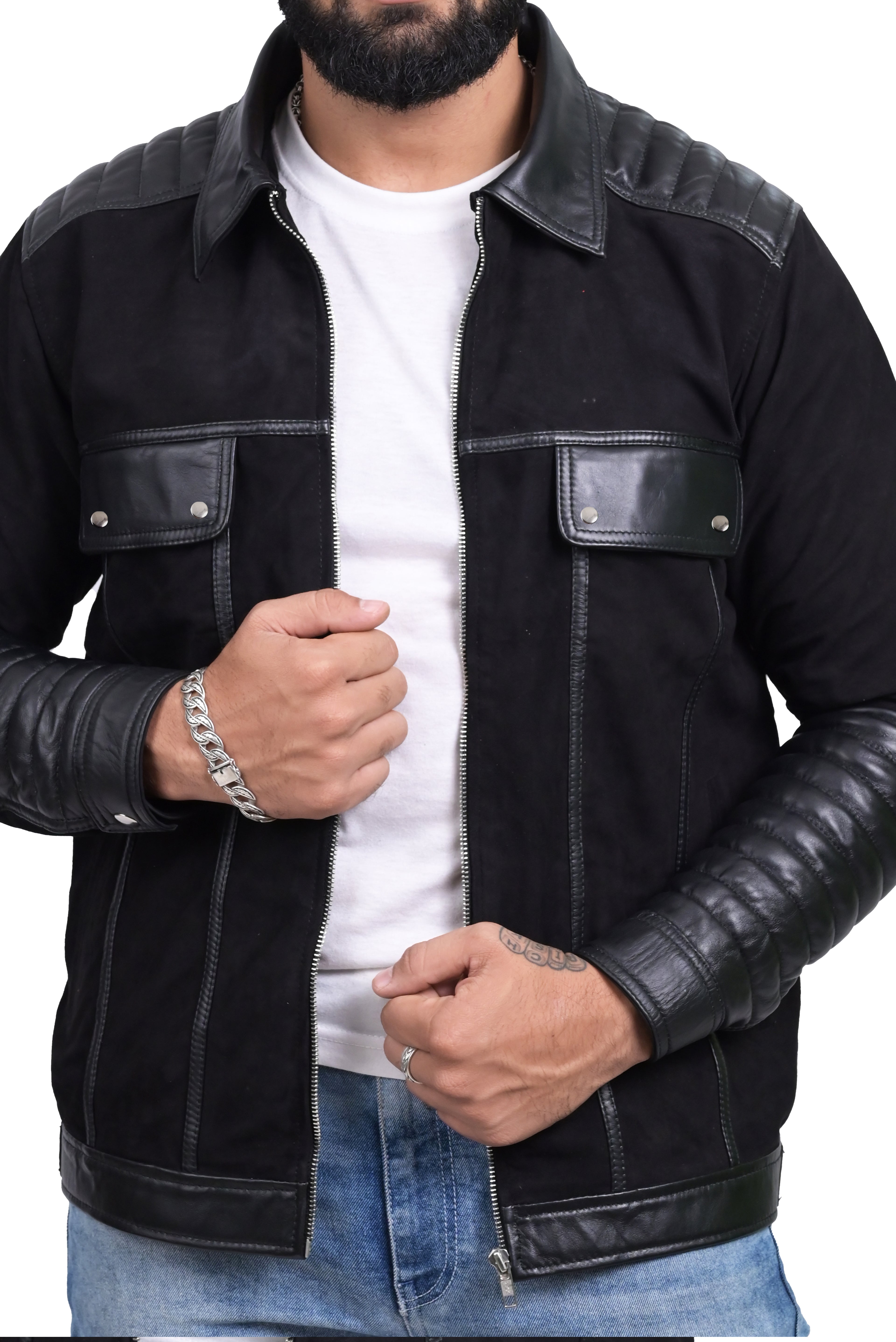 FINEHIDE  MIDNIGHT FUSION GENUINE LEATHER JACKETS FOR MENS
