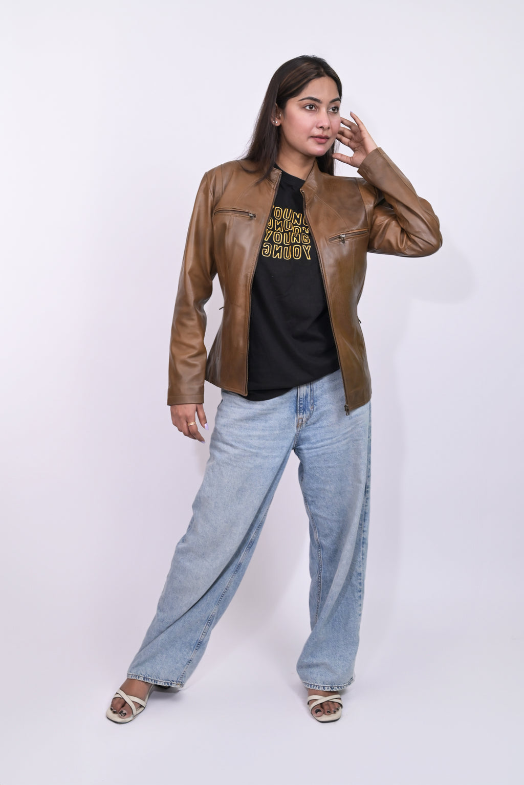 FINEHIDE CARAMEL LUXE BROWN ANTIQUE GENUINE LEATHER JACKETS FOR WOMEN