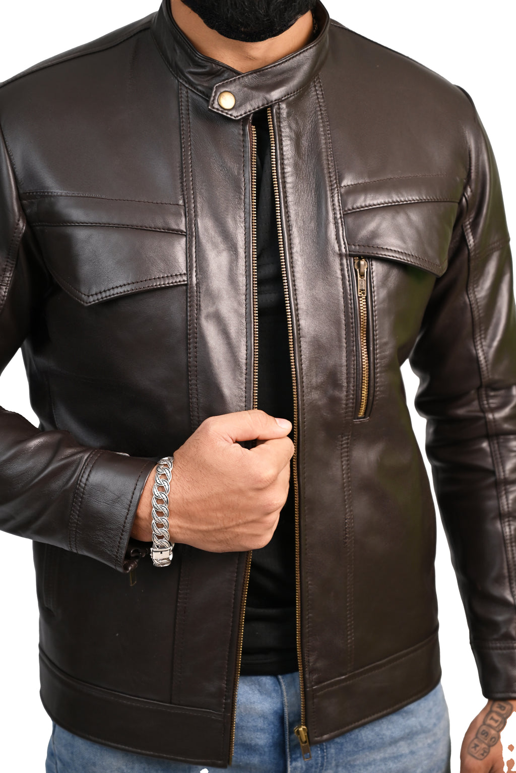 FINEHIDE DARKKNIGHT CHOCLATE BROWN GENUINE LEATHER JACKETS FOR MENS