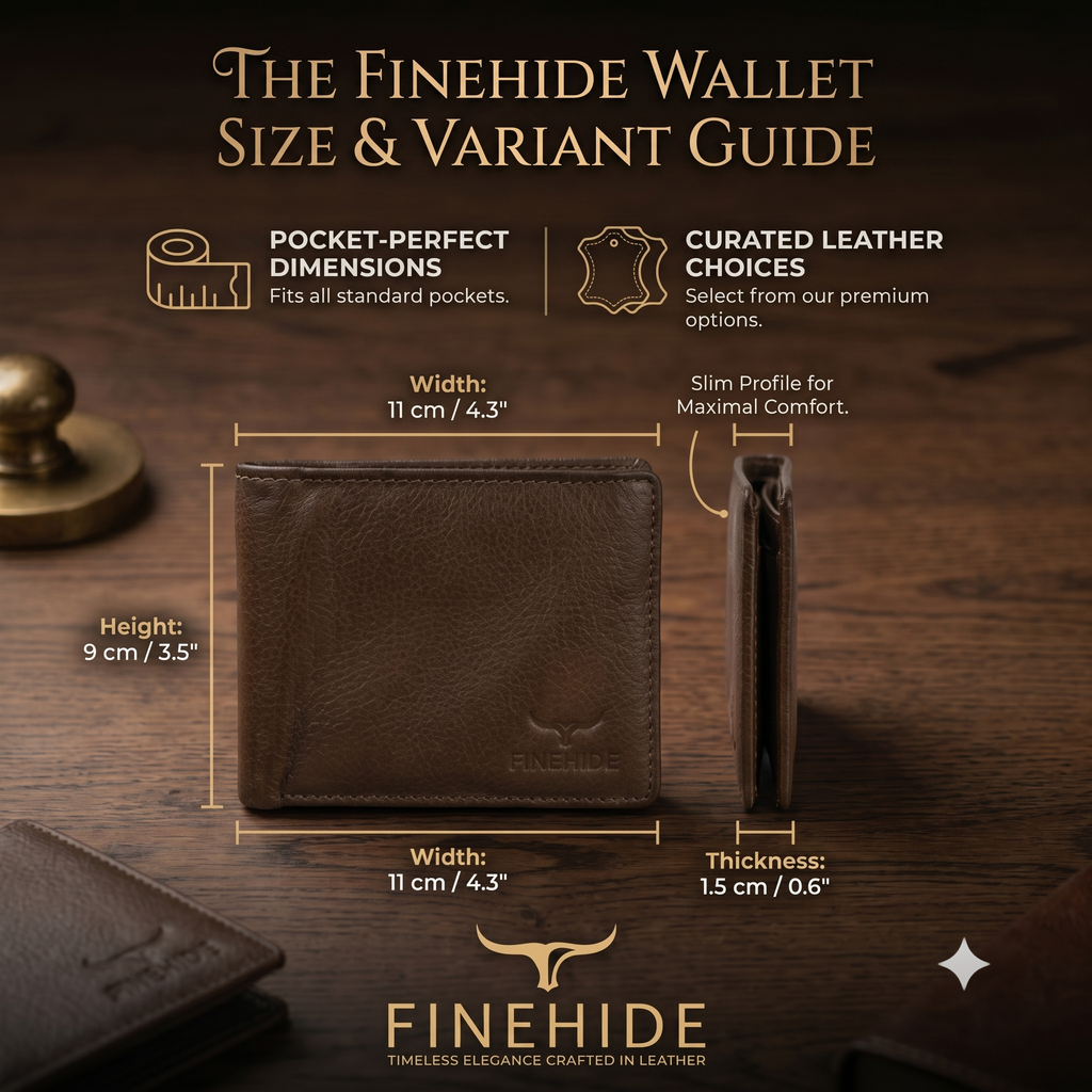 Finehide Classic Bifold Wallet for Men's Dark Brown Genuine Leather, Premium Gift Box
