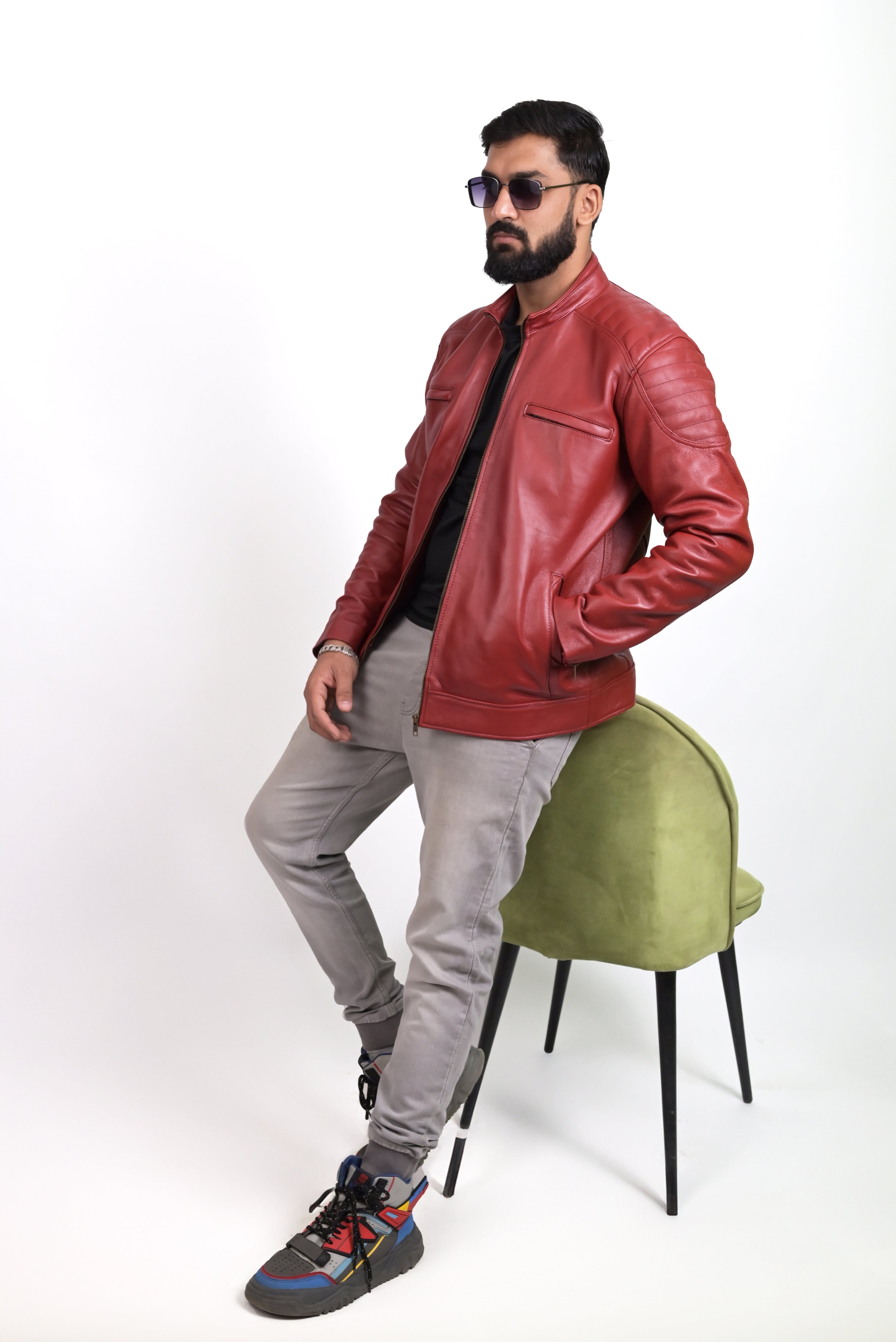 FINEHIDE BOLD RED GENUINE  LEATHER JACKETS FOR MENS