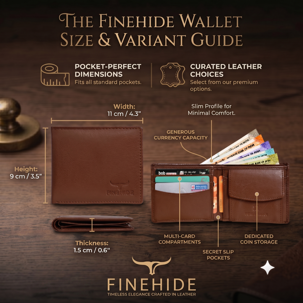 Finehide Classic Bifold Wallet for Men's Tan Genuine Leather, Premium Gift Box