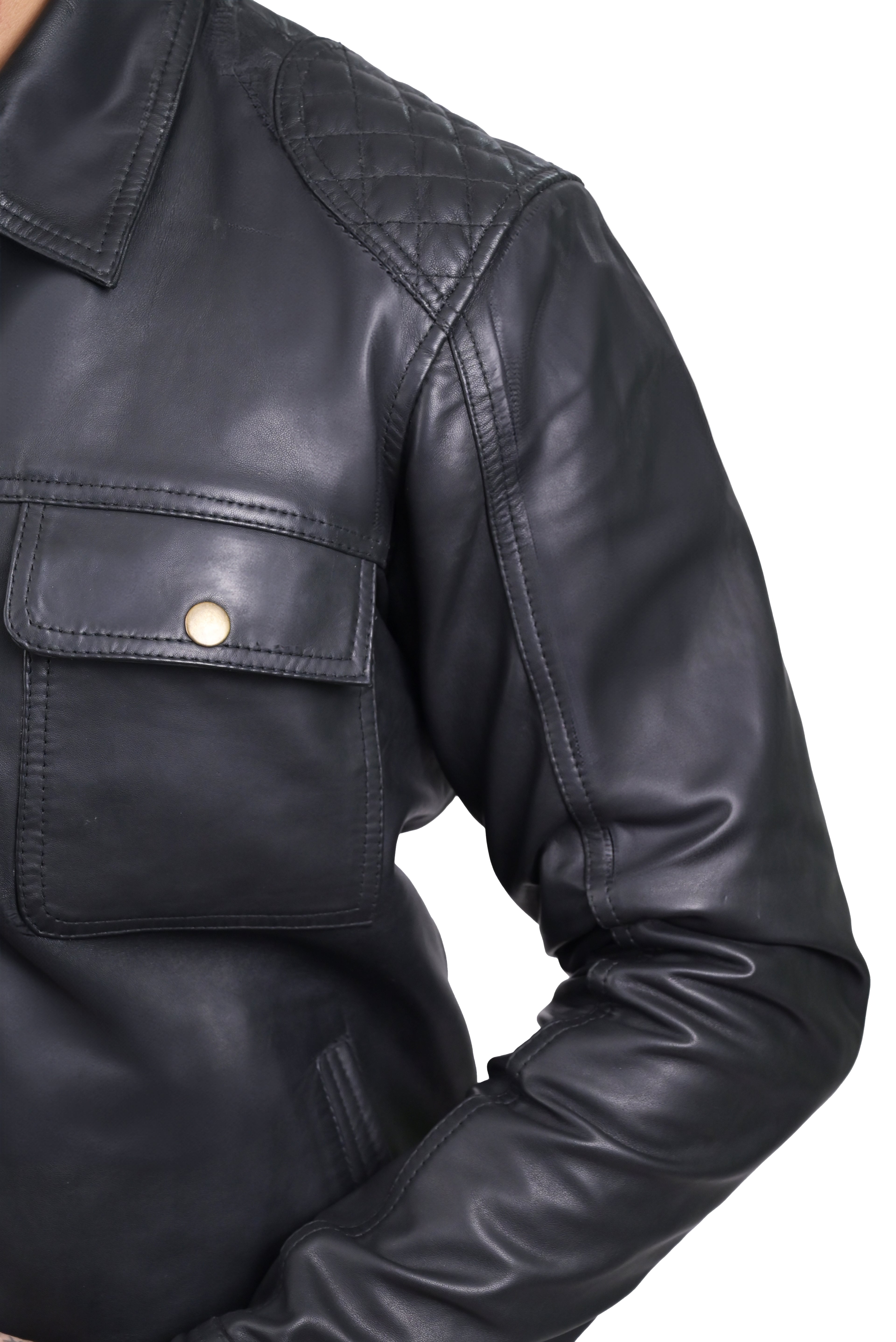 FINEHIDE BLACK COMMANDER  GENUINE LEATHER JACKETS FOR MENS