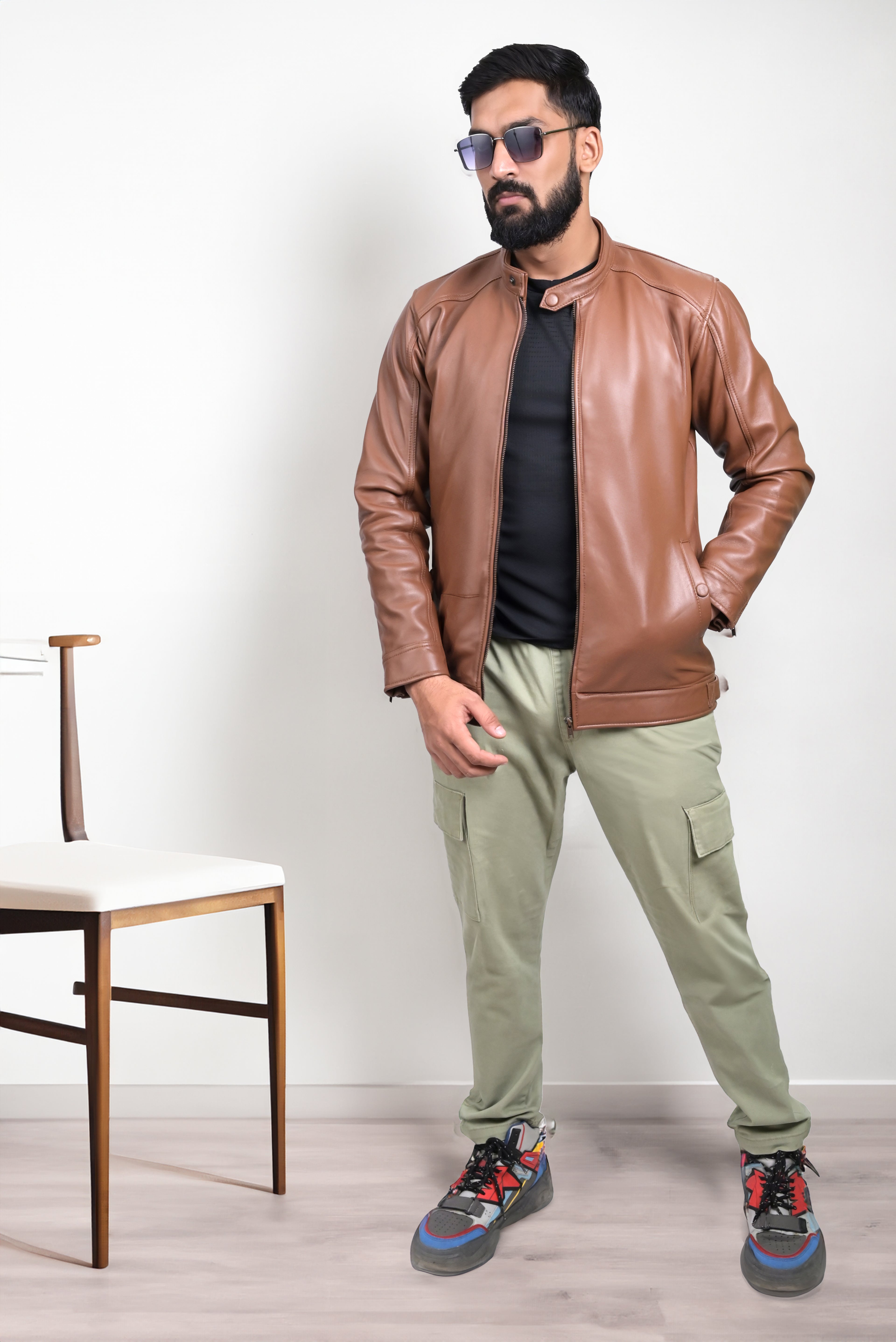 FINEHIDE CLASSIC TAN MONARCAH GENUIN LEATHER JACKETS FOR MEN
