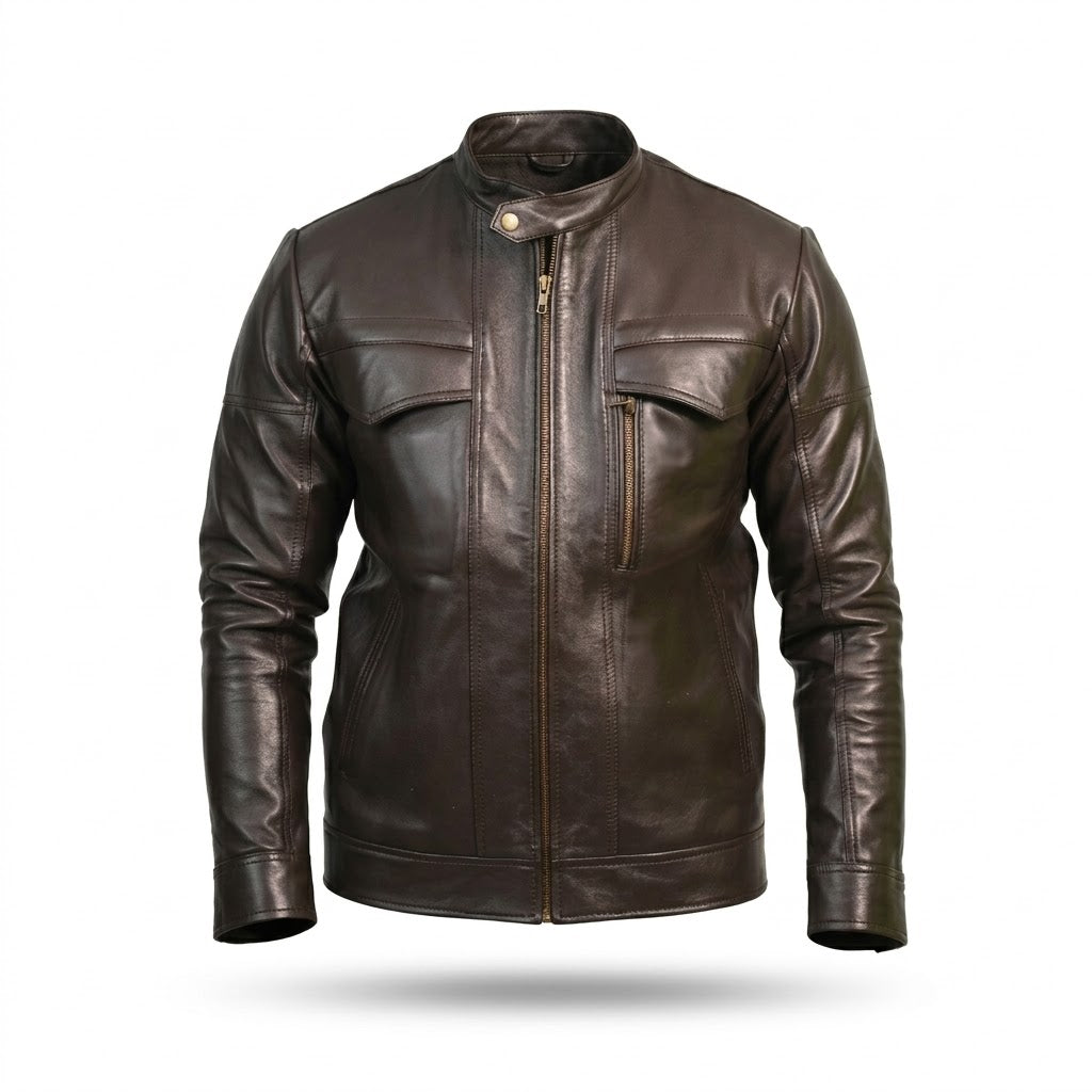 FINEHIDE  CHOCLATE BROWN GENUINE LEATHER JACKET FOR MEN