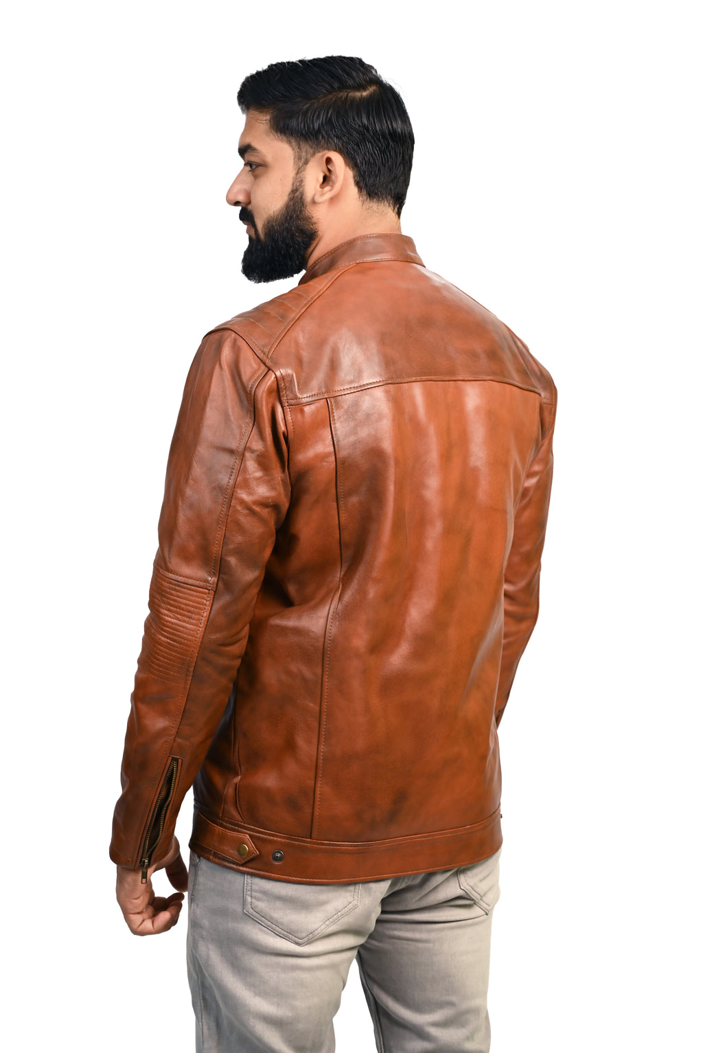 FINEHIDE QUILTED REGAL TANANTIQUE  GENUINE LEATHER JACKETS FOR MENS