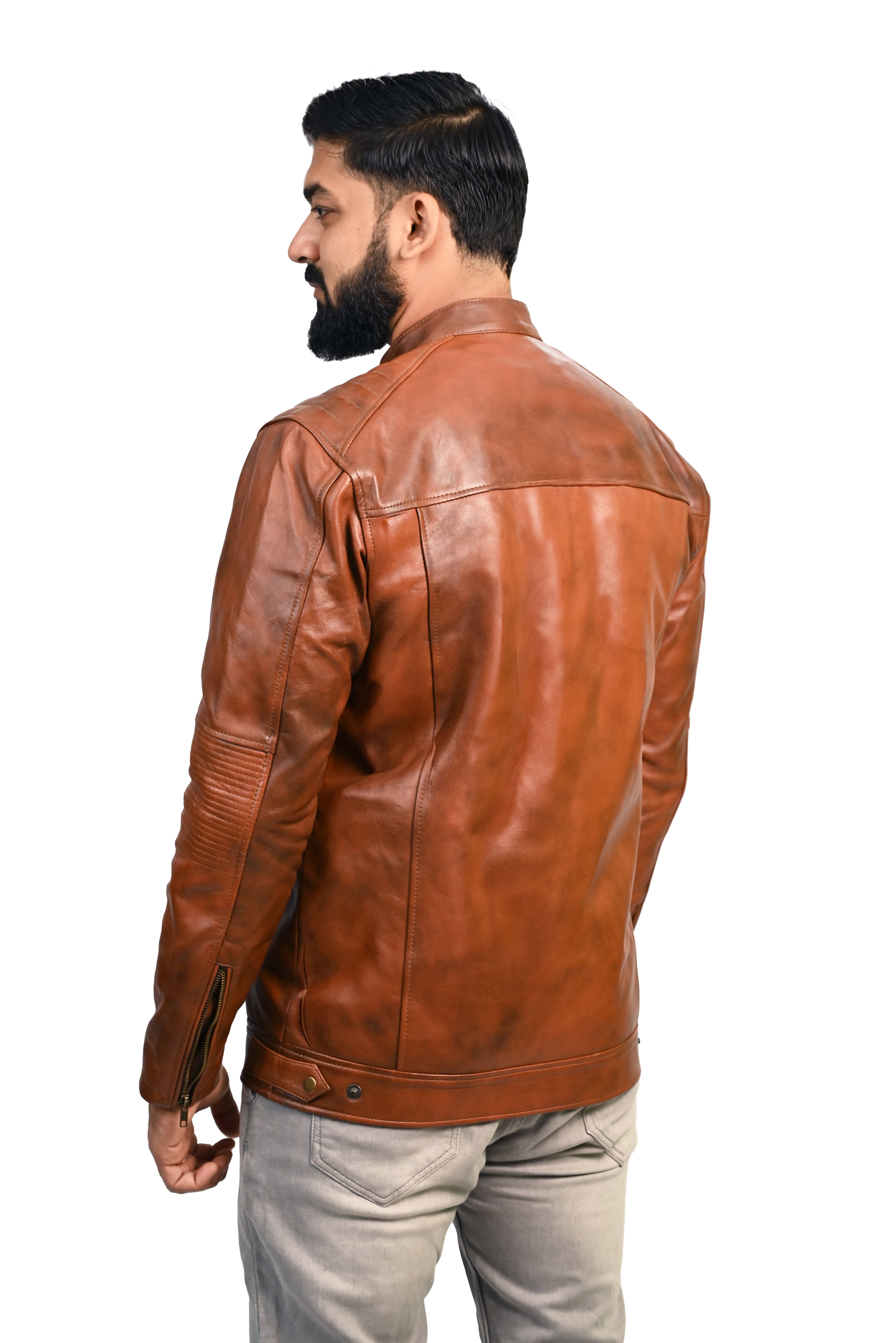 FINEHIDE QUILTED REGAL TANANTIQUE  GENUINE LEATHER JACKETS FOR MENS
