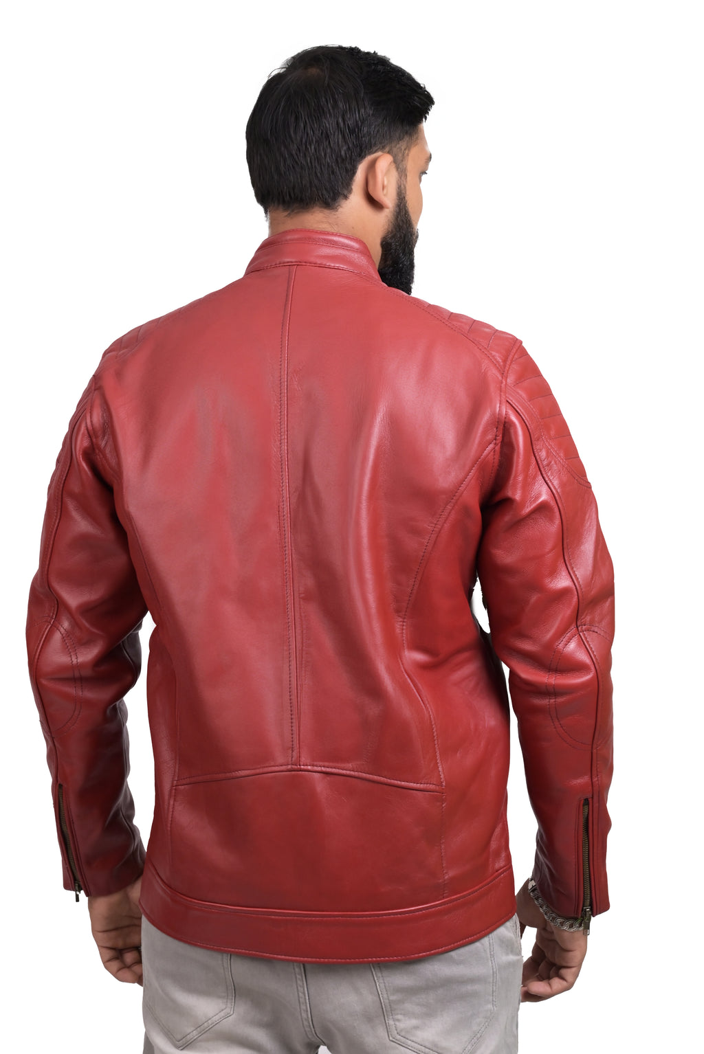 FINEHIDE BOLD RED GENUINE  LEATHER JACKETS FOR MENS