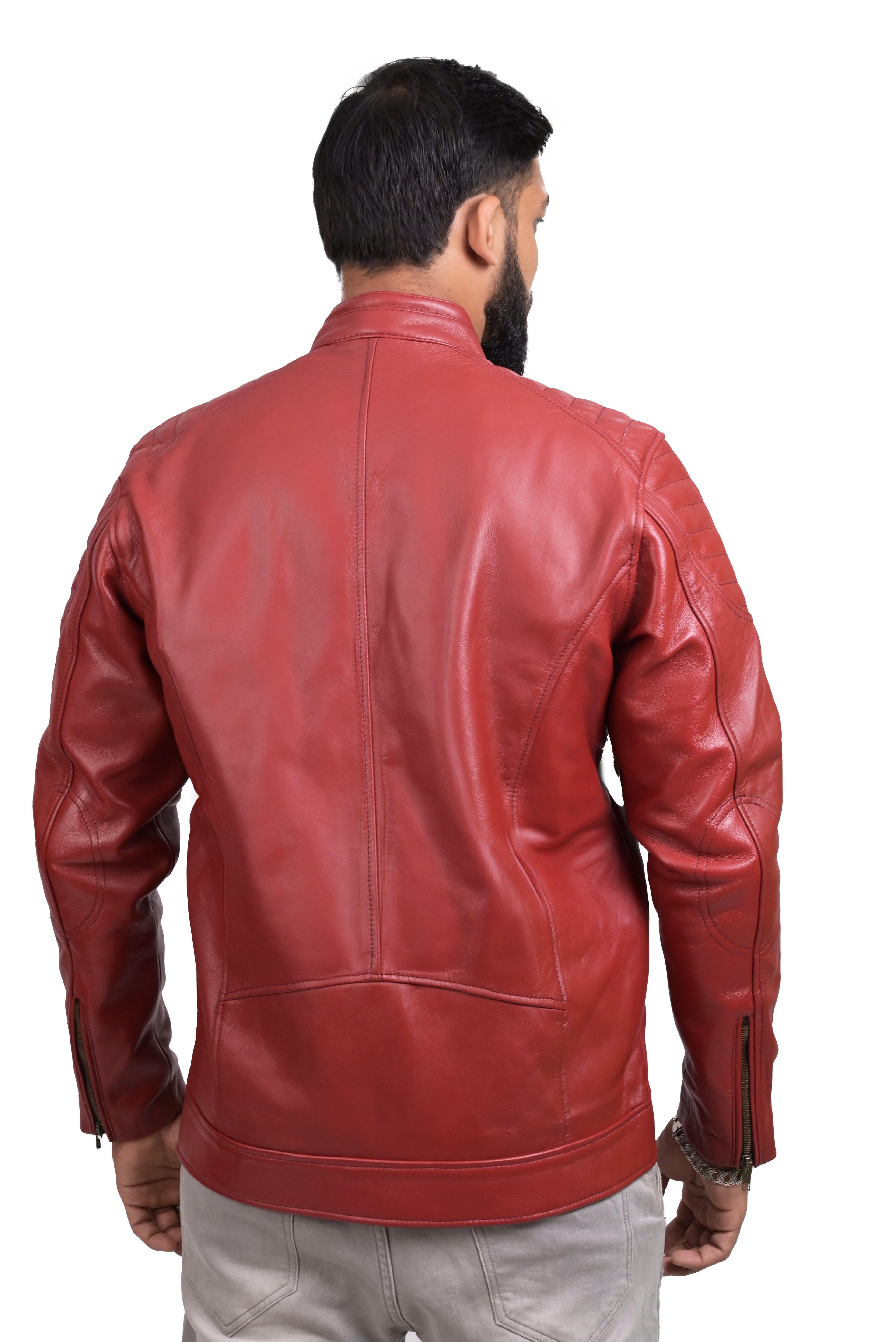 FINEHIDE BOLD RED GENUINE  LEATHER JACKETS FOR MENS
