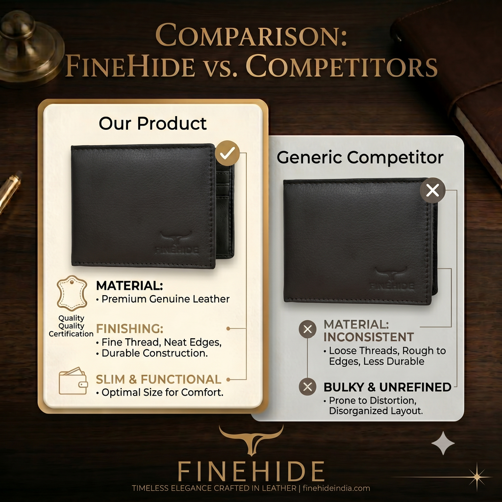 Finehide Executive Bifold Wallet for Men's Grey Premium Leather,  Luxury Gift Box