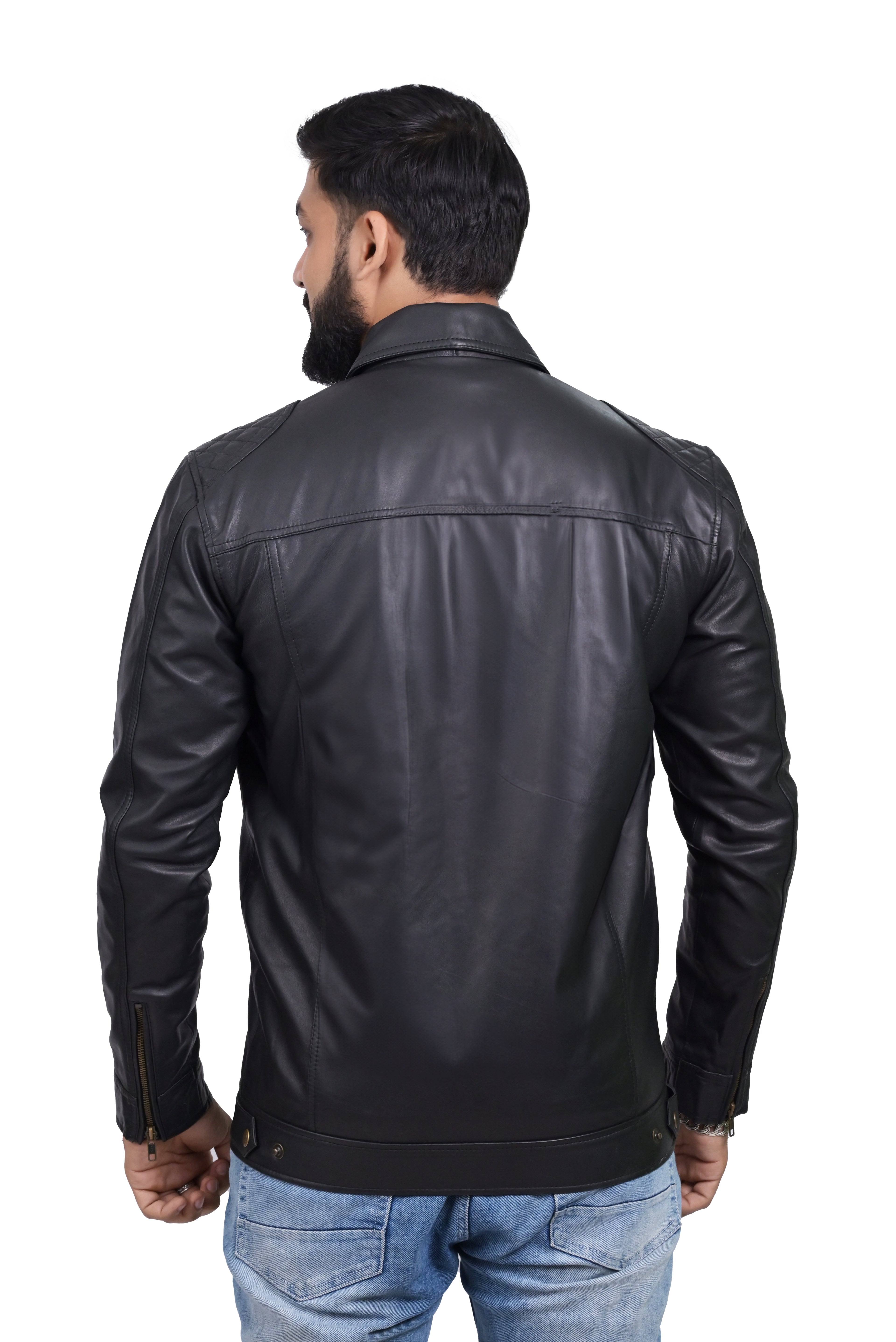 FINEHIDE BLACK COMMANDER  GENUINE LEATHER JACKETS FOR MENS