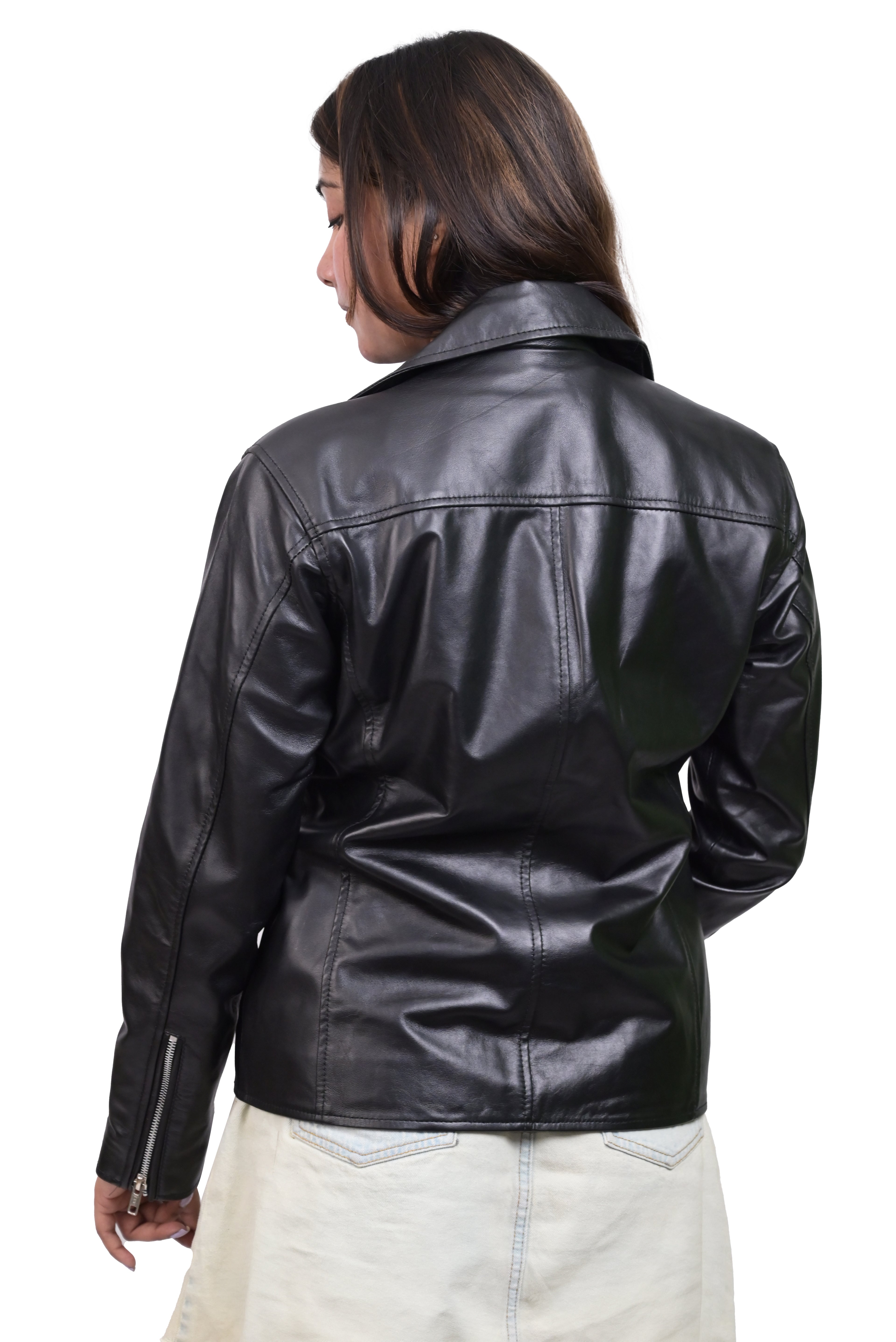 FINEHIDE ONYX AGED BLACK BIKER / RIDER GENUINE  LEATHER JACKETS FOR WOMEN