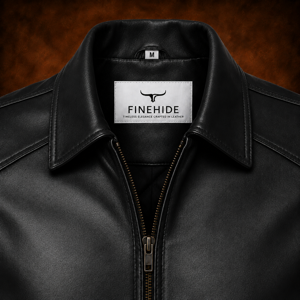 Men's Genuine Leather Jacket – Classic Collared Style