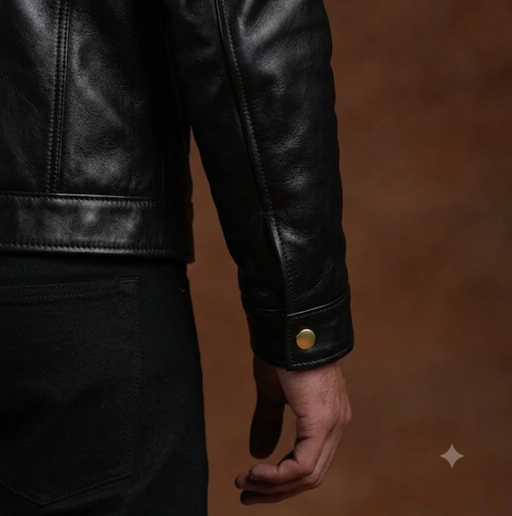 FINEHIDE MEN’S BLACK LEATHER SHIRT COLLAR JACKET WITH FLAP POCKETS