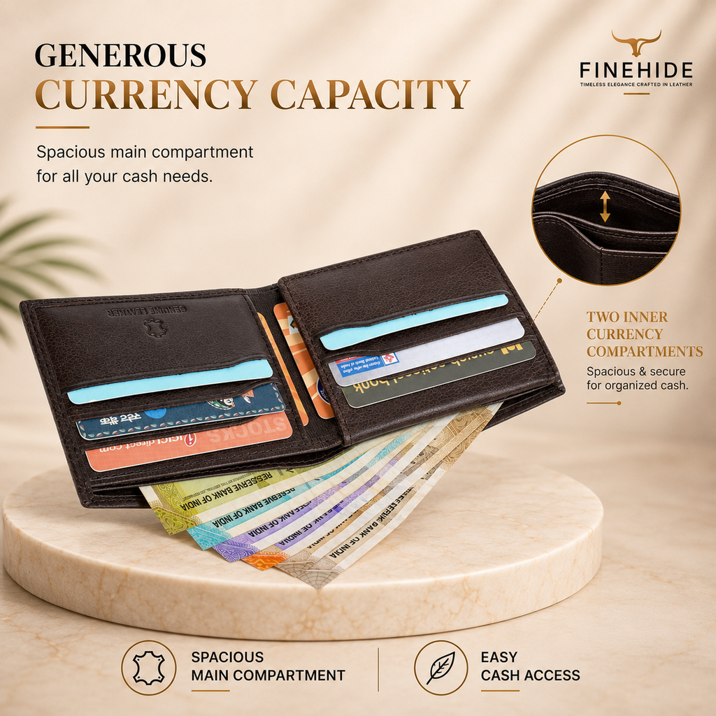 Finehide Premium Leather  Wallet for Men's Dark Brown Antique Leather,  Luxury Gift Box