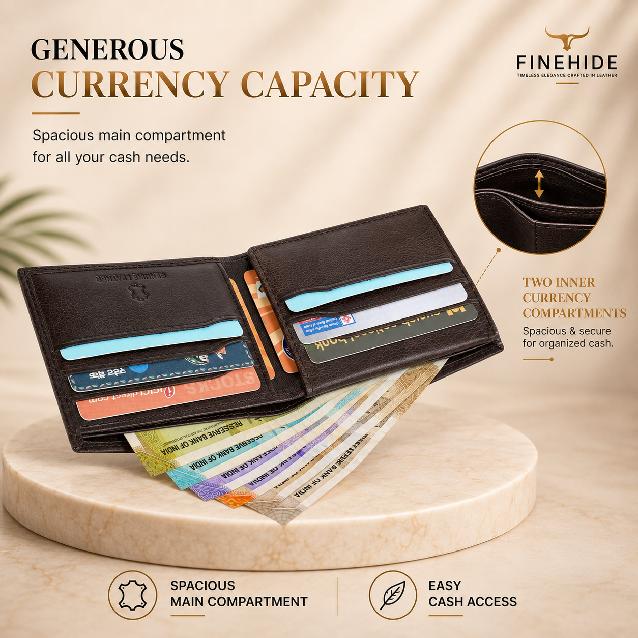 Finehide Premium Leather  Wallet for Men's Dark Brown Antique Leather,  Luxury Gift Box