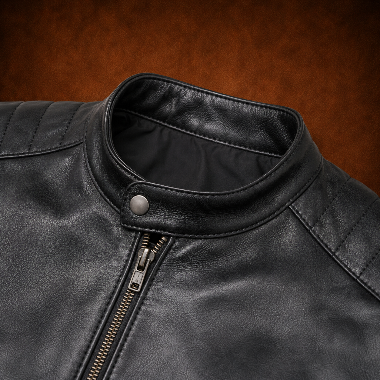 FINEHIDE MEN’S BLACK GENUINE LEATHER BOMBER JACKET FOR MEN