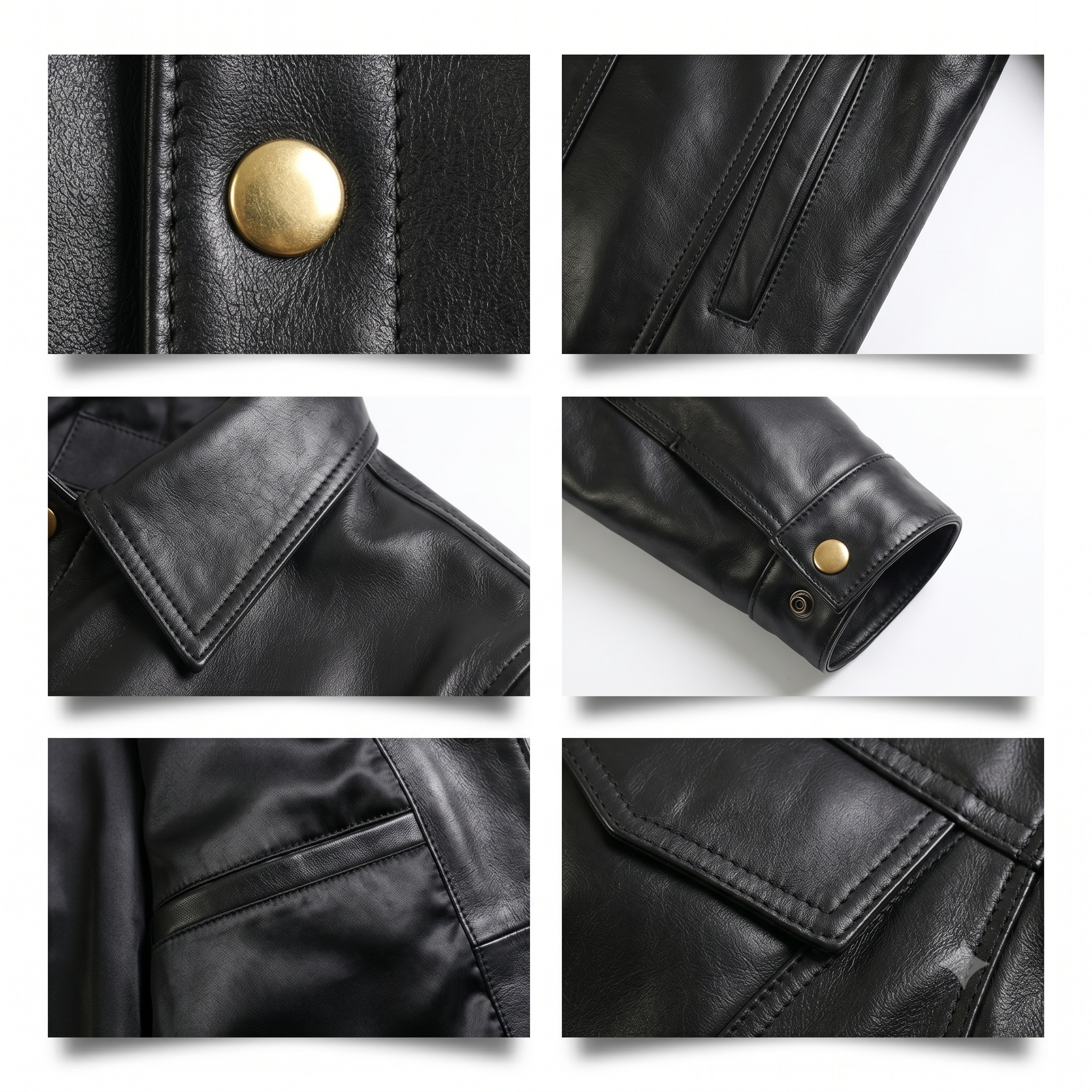 FINEHIDE MEN’S BLACK LEATHER SHIRT COLLAR JACKET WITH FLAP POCKETS