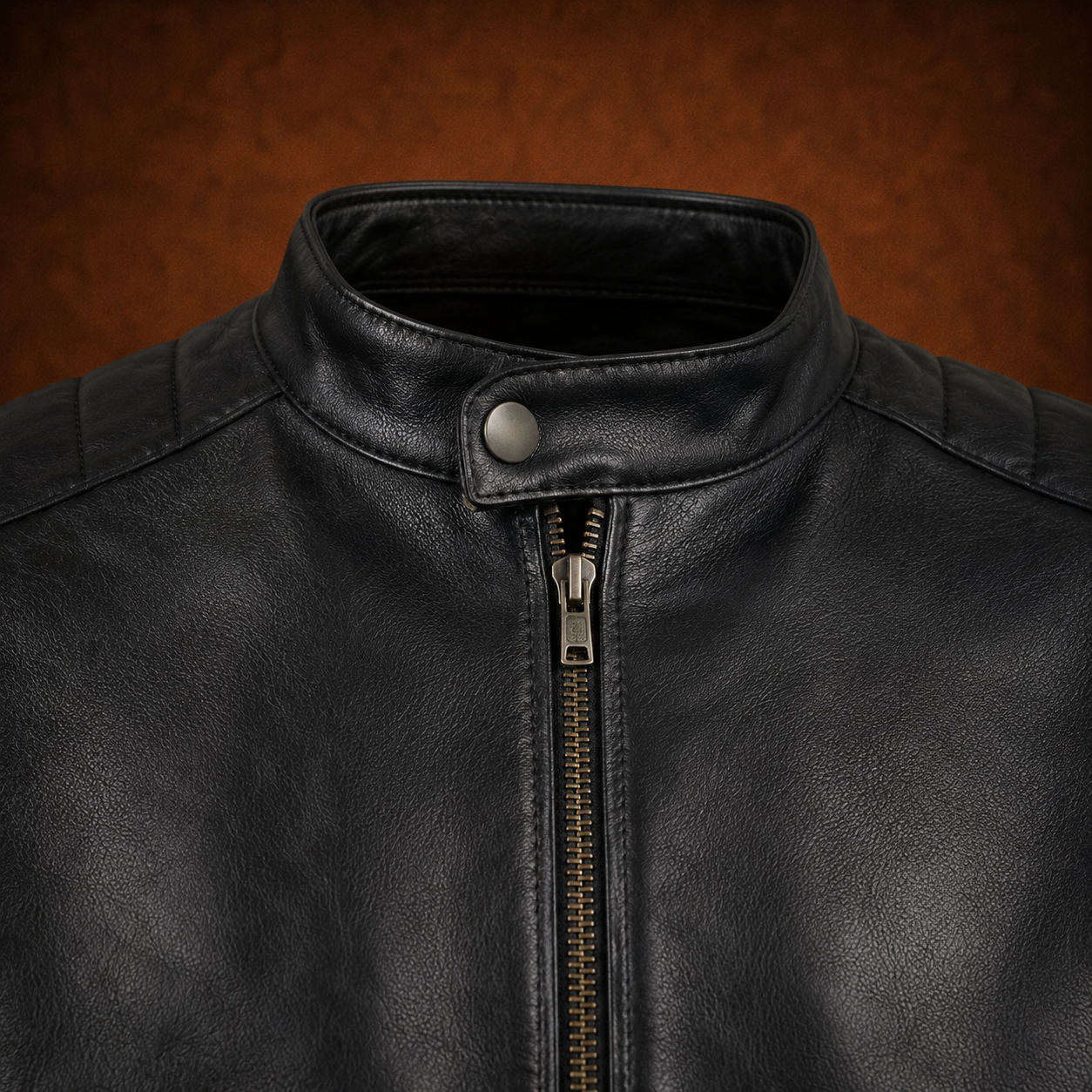 FINEHIDE MEN’S BLACK GENUINE LEATHER BOMBER JACKET FOR MEN