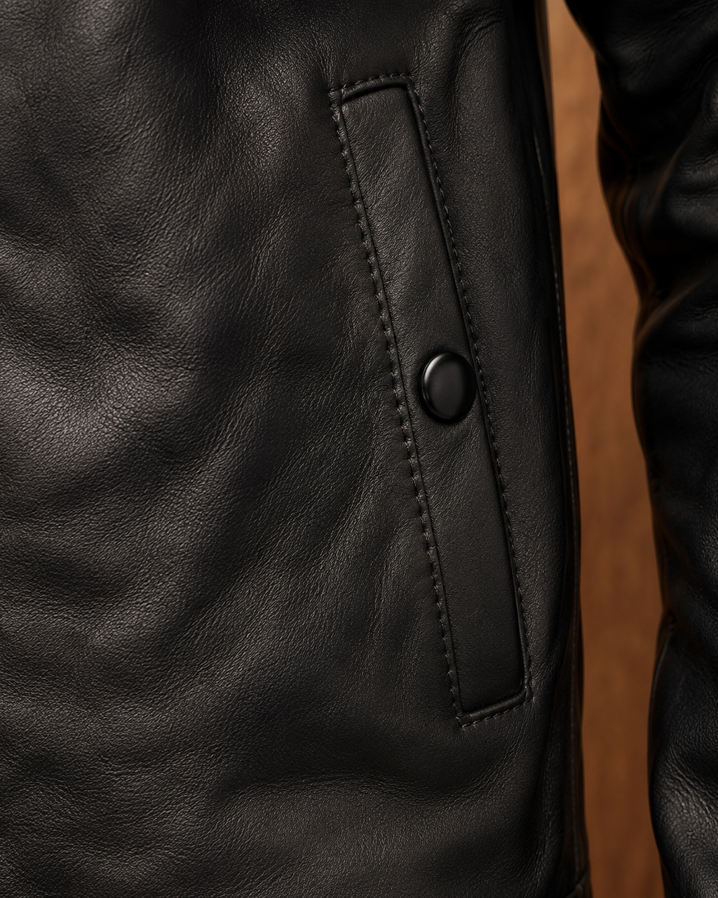 FINEHIDE MEN’S BLACK GENUINE  LEATHER BIKER JACKET WITH SNAP COLLAR FOR MEN