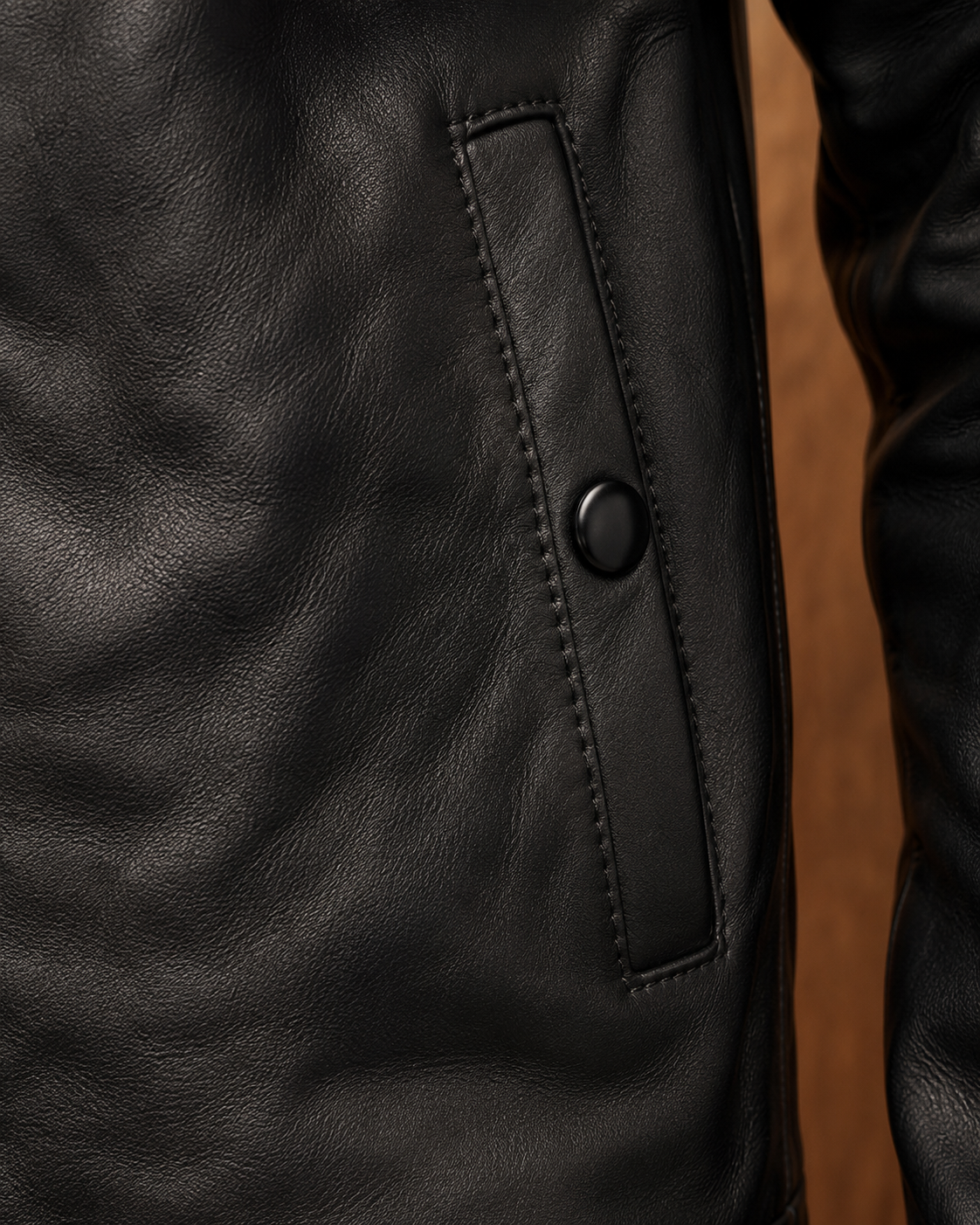 FINEHIDE MEN’S BLACK GENUINE  LEATHER BIKER JACKET WITH SNAP COLLAR FOR MEN