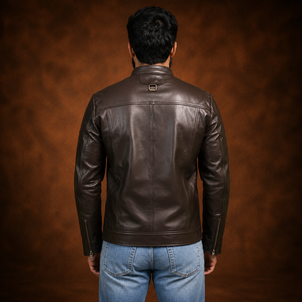 FINEHIDE  CHOCLATE BROWN GENUINE LEATHER JACKET FOR MEN