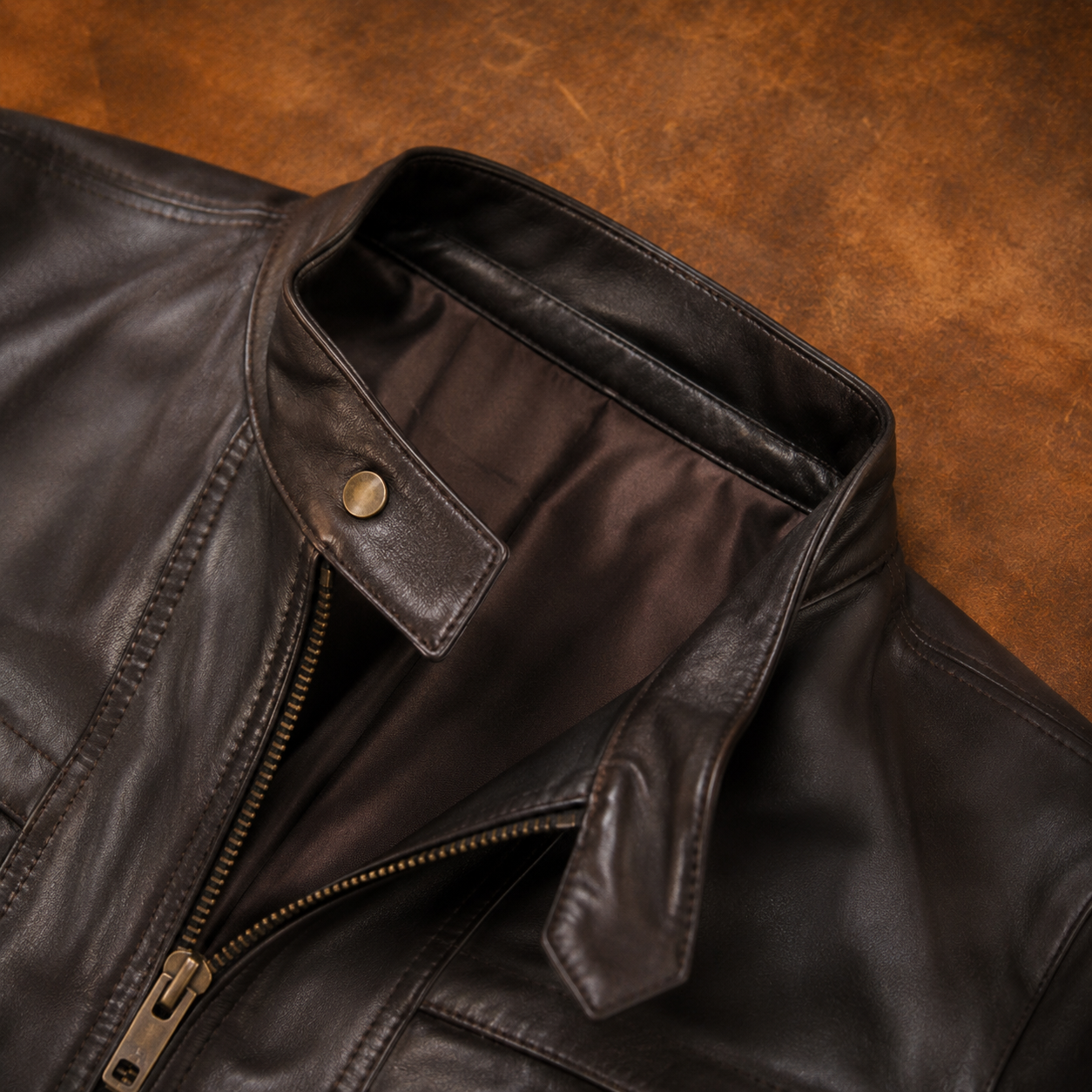 FINEHIDE  CHOCLATE BROWN GENUINE LEATHER JACKET FOR MEN
