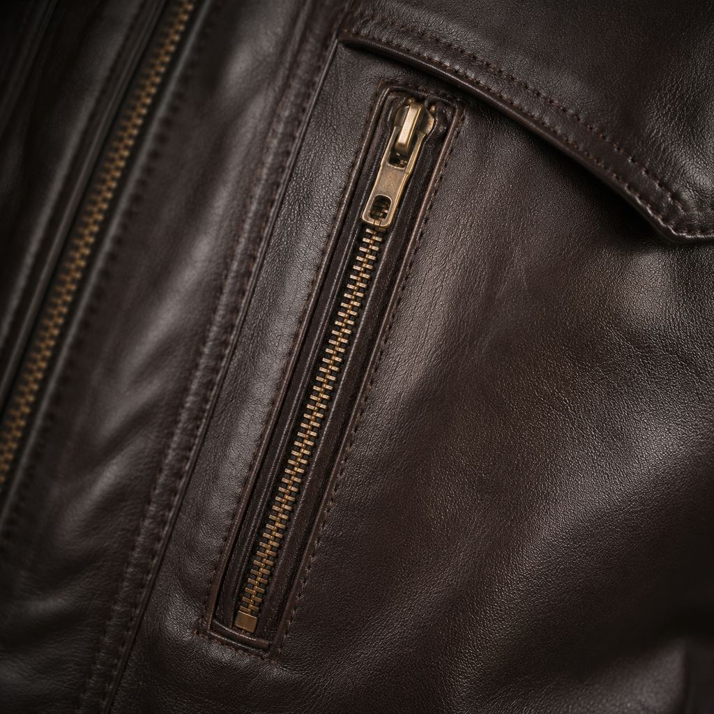 FINEHIDE  CHOCLATE BROWN GENUINE LEATHER JACKET FOR MEN