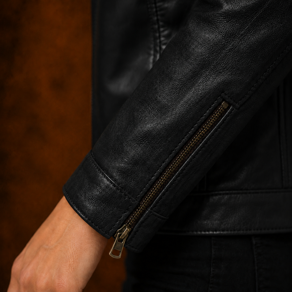 FINEHIDE ONYX BLACK GENUINE LEATHER JACKET FOR WOMEN