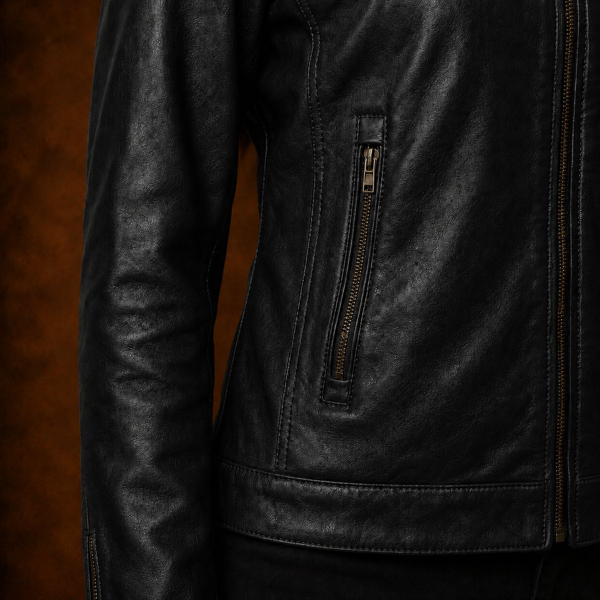 FINEHIDE ONYX BLACK GENUINE LEATHER JACKET FOR WOMEN