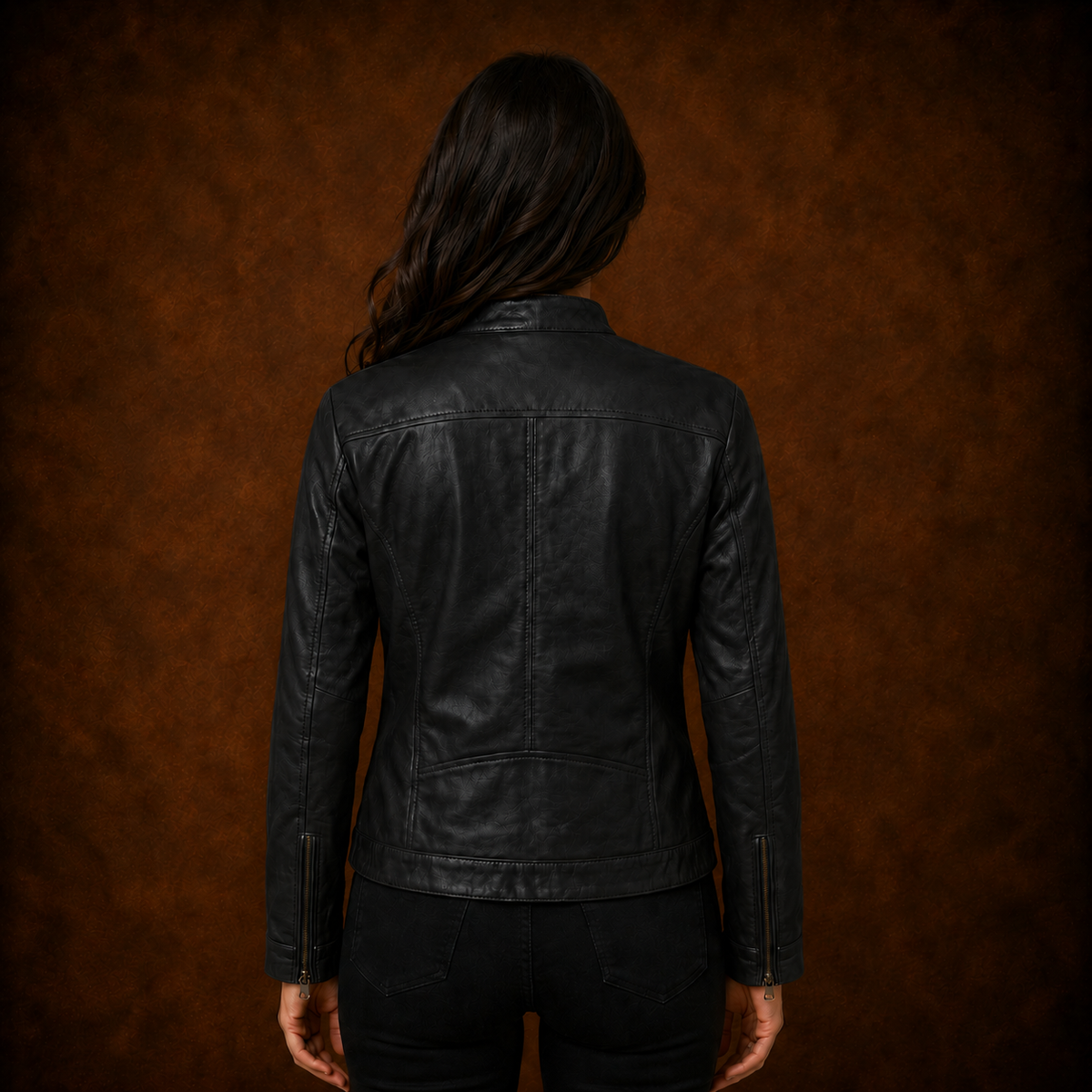 FINEHIDE ONYX BLACK GENUINE LEATHER JACKET FOR WOMEN