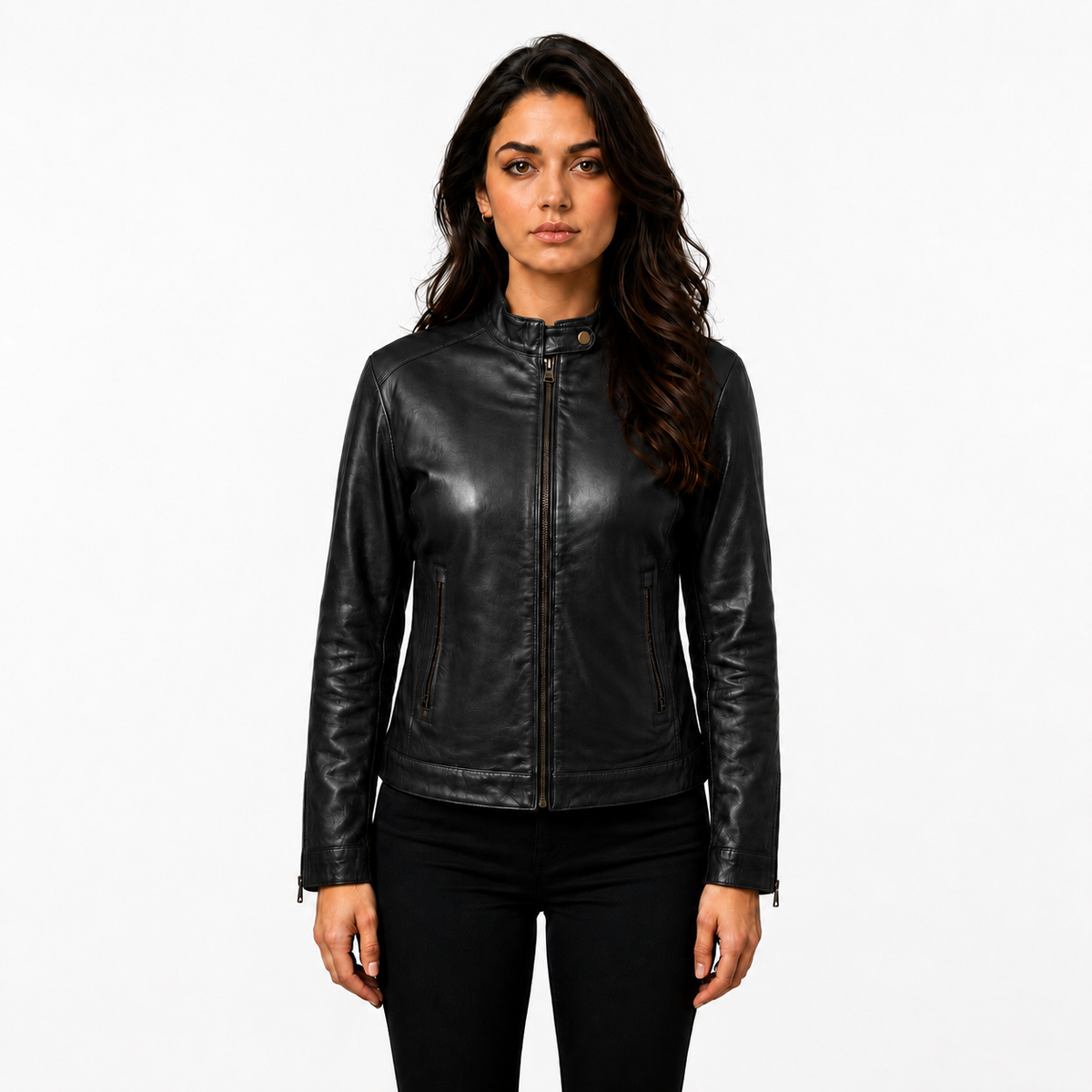 FINEHIDE ONYX BLACK GENUINE LEATHER JACKET FOR WOMEN