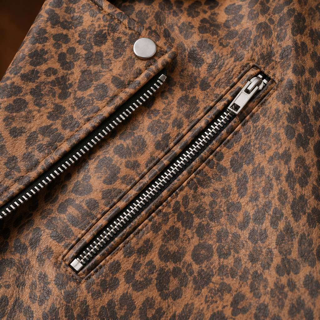 FINEHIDE  LEOPARD  BIKER GENUINE LEATHER JACKET FOR MEN
