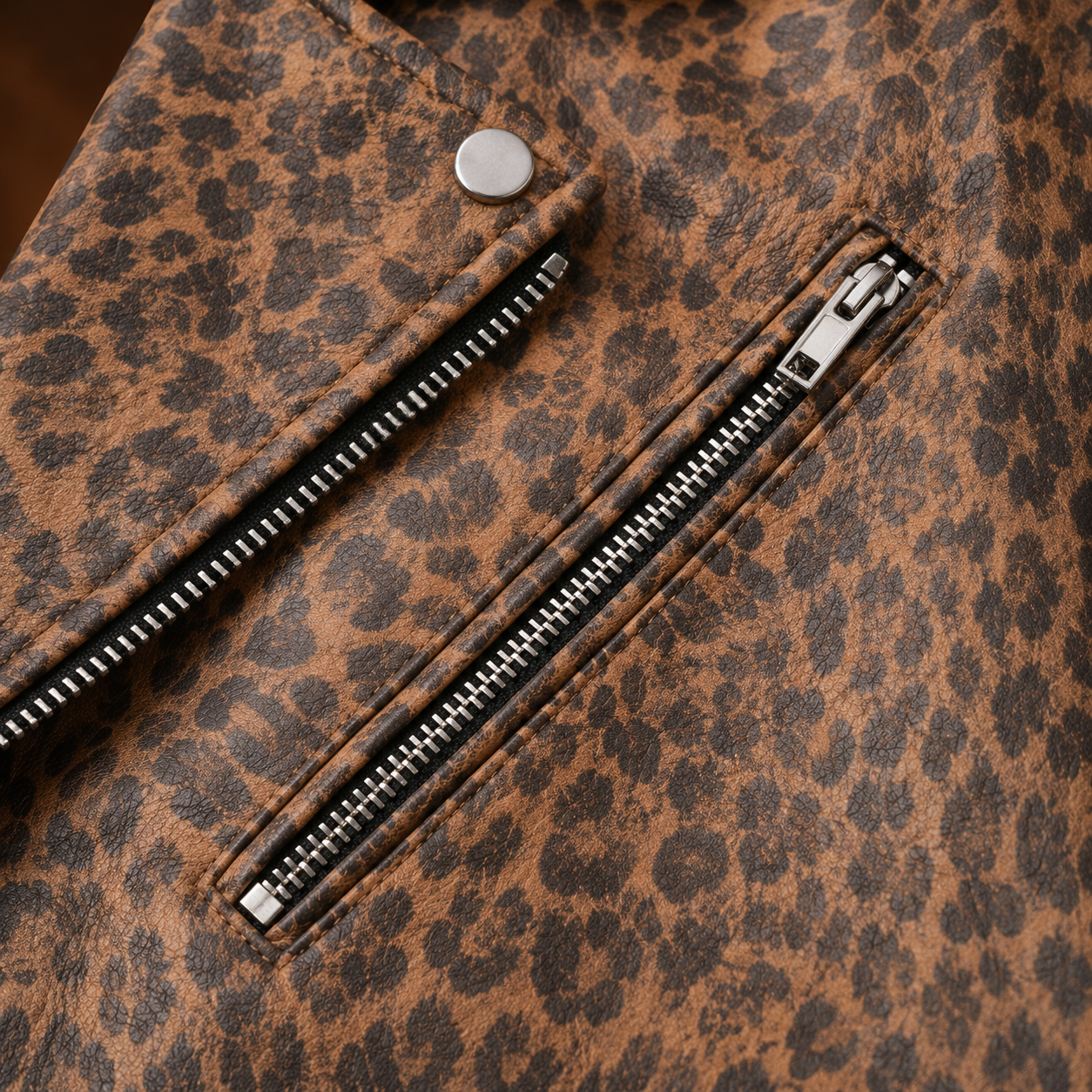 FINEHIDE  LEOPARD  BIKER GENUINE LEATHER JACKET FOR MEN