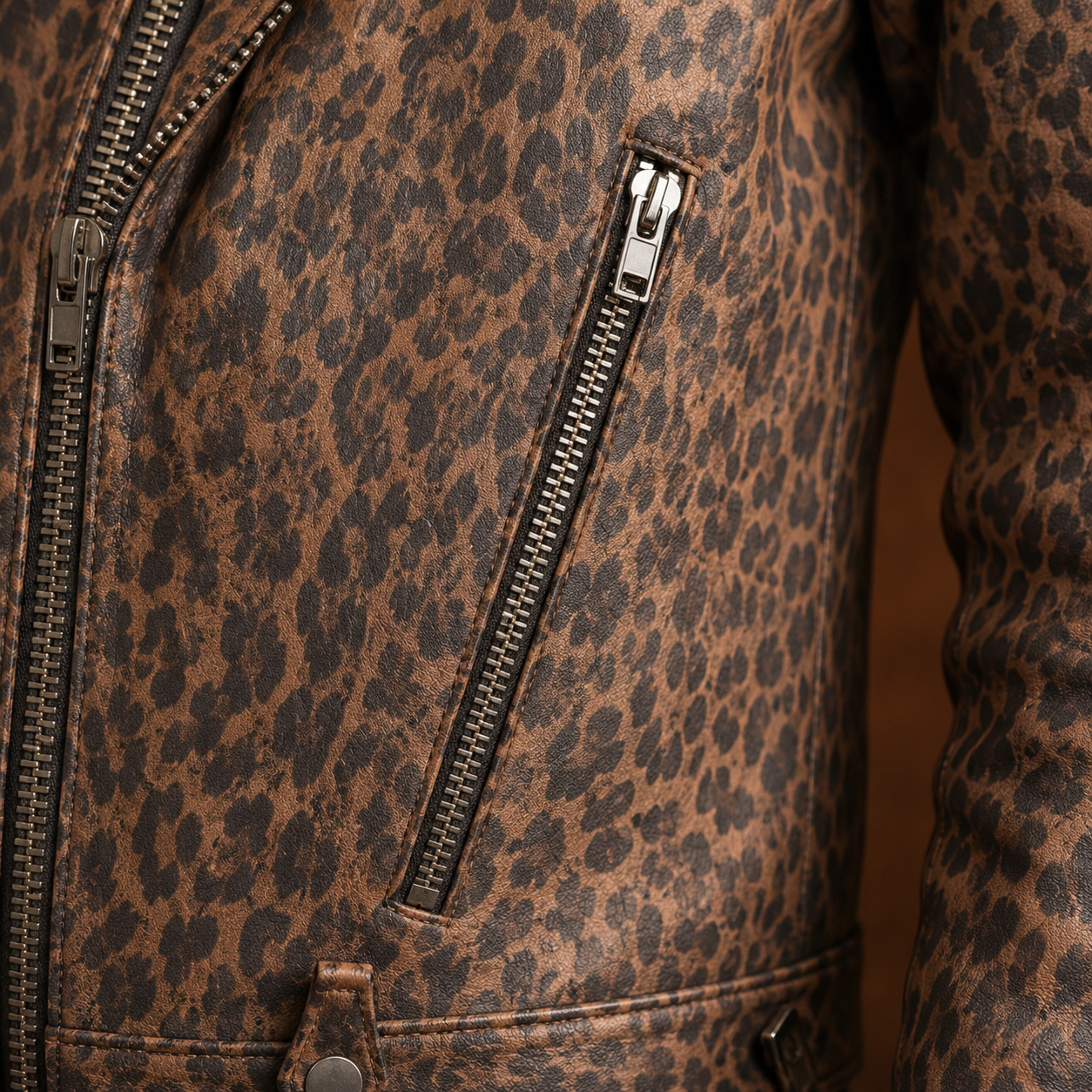 FINEHIDE  LEOPARD  BIKER GENUINE LEATHER JACKET FOR MEN