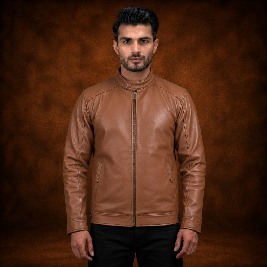 FINEHIDE CLASSIC TAN GENUINE LEATHER JACKET FOR MEN