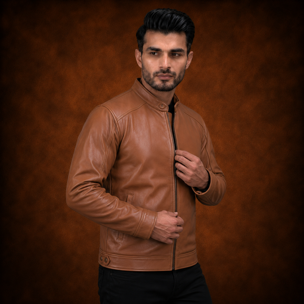 FINEHIDE CLASSIC TAN GENUINE LEATHER JACKET FOR MEN
